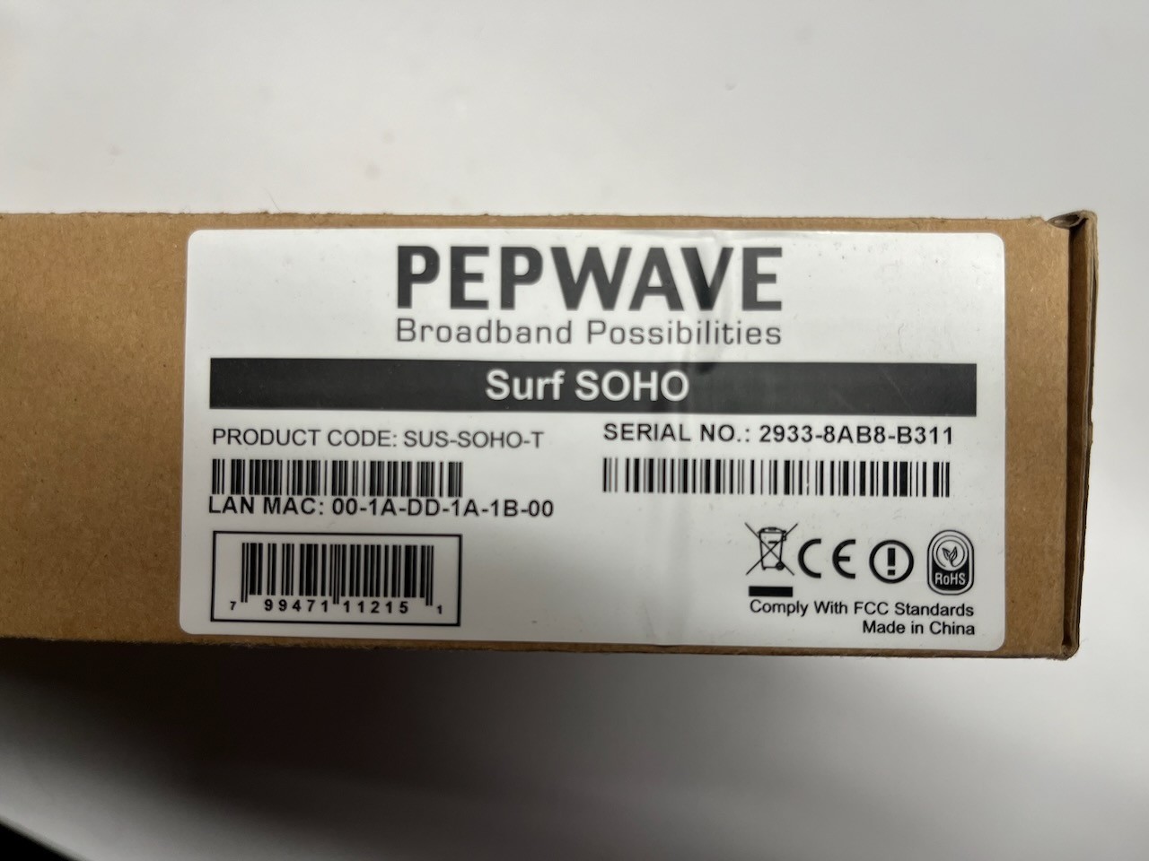 Pepwave Surf Soho SUS-SOHO-T Wireless Router