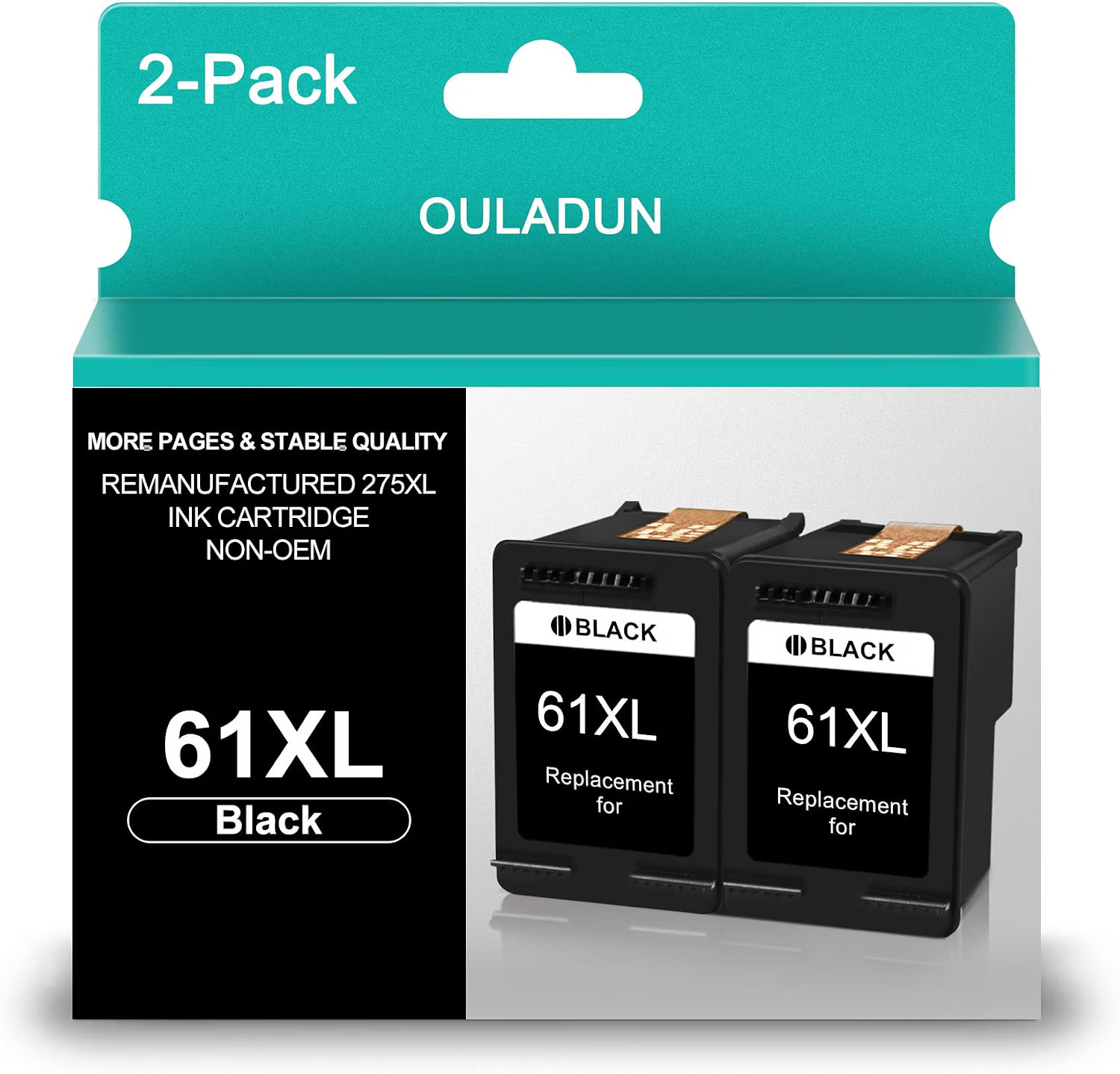 2pk #61 XL Black Ink Cartridges for HP ENVY 4500 4501 4502 4504 5530 5531 5535