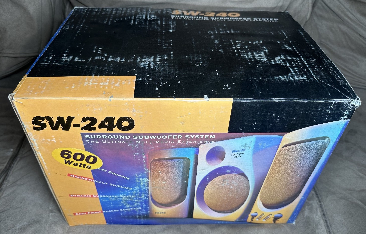 Vtg Stereo Speakers 600 W Surround Subwoofer Multimedia System Mac PC NIB 1990’s