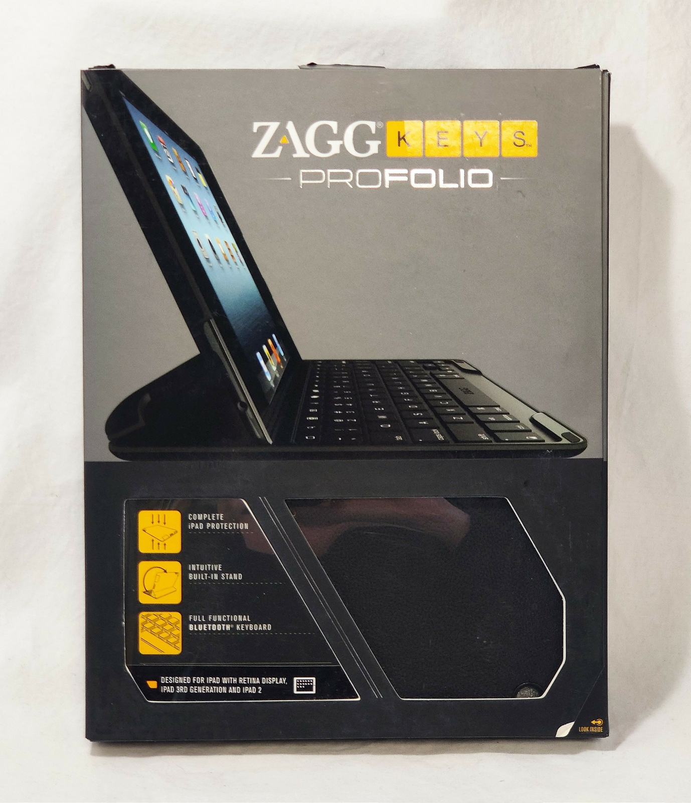 NEW ZaggKeys ProFolio BLACK Case Keyboard for Apple iPad 2 / 3 / 4 Gen zagg