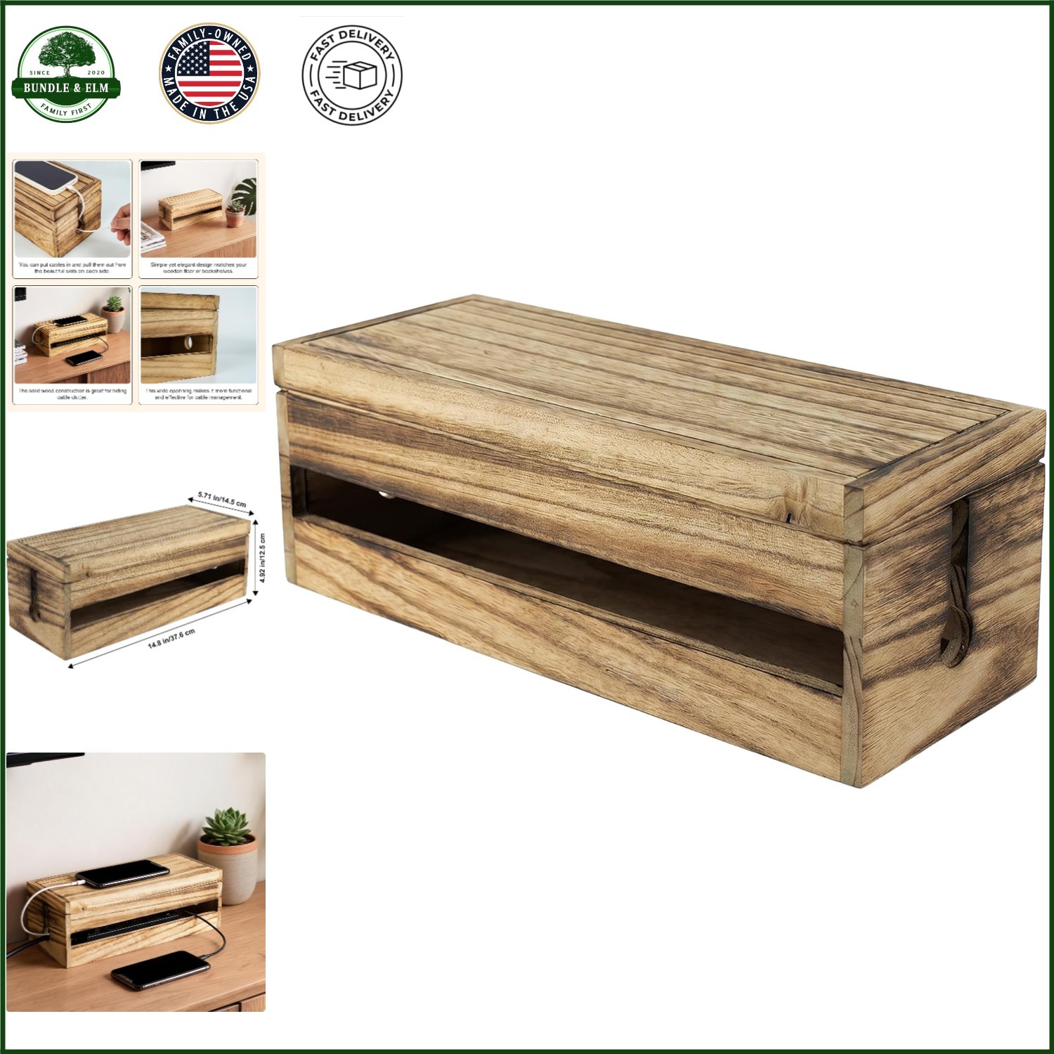 Elegant Wood Cable Concealer for Power Cords and Extension Wires in Any Room