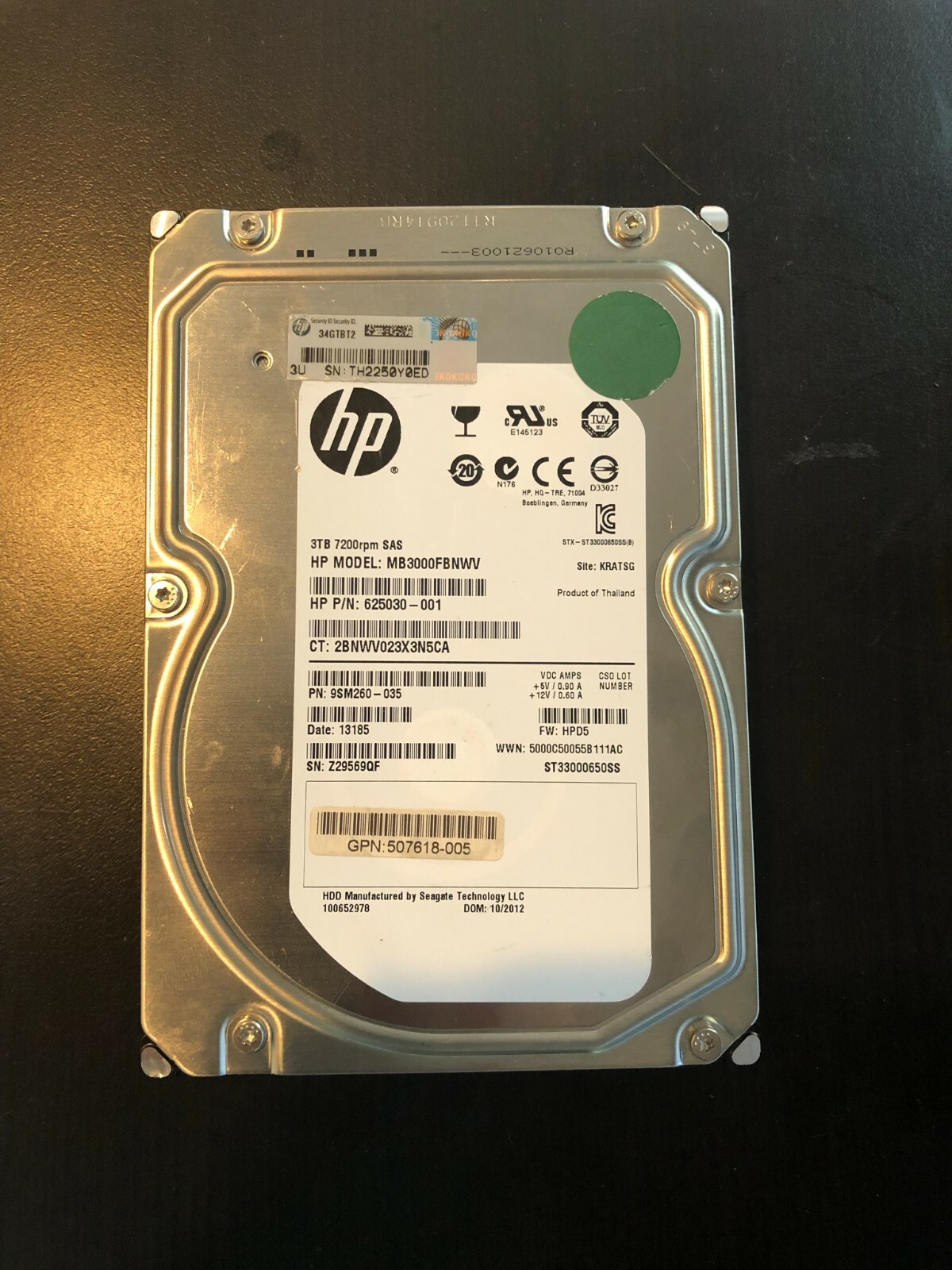 Seagate Constellation 3TB ES.2 Internal Hard Drive MB3000FBNWV 7.2K 3.5 SAS