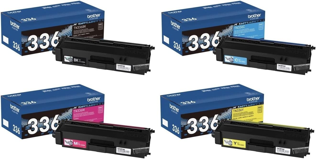 Brother TN336BK, TN336C, TN336M, TN336Y High Yield Toner Cartridge