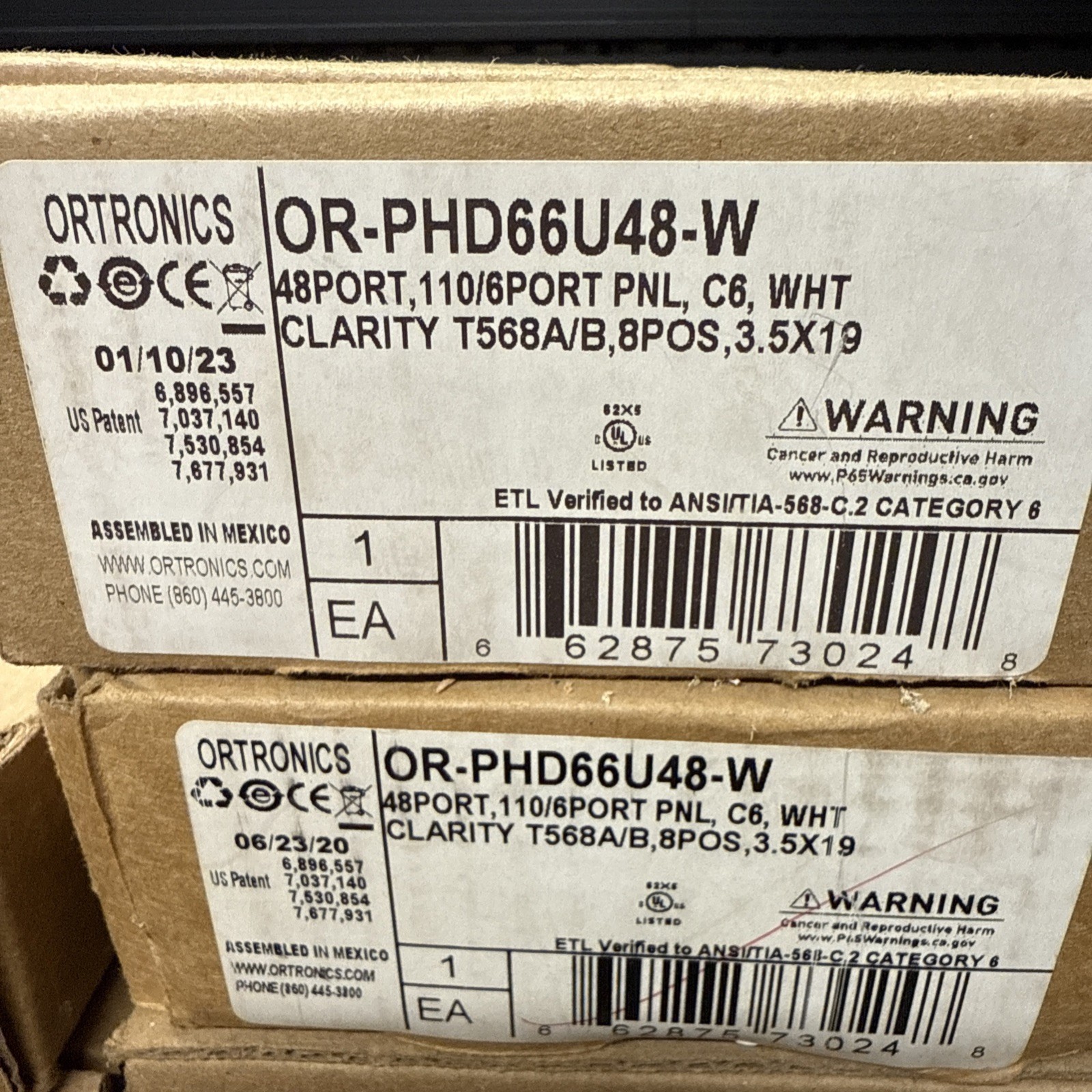 Ortronics Clarity 6 Cat6 48-Port Patch Panel OR-PHD66U48-W, Brand NEW