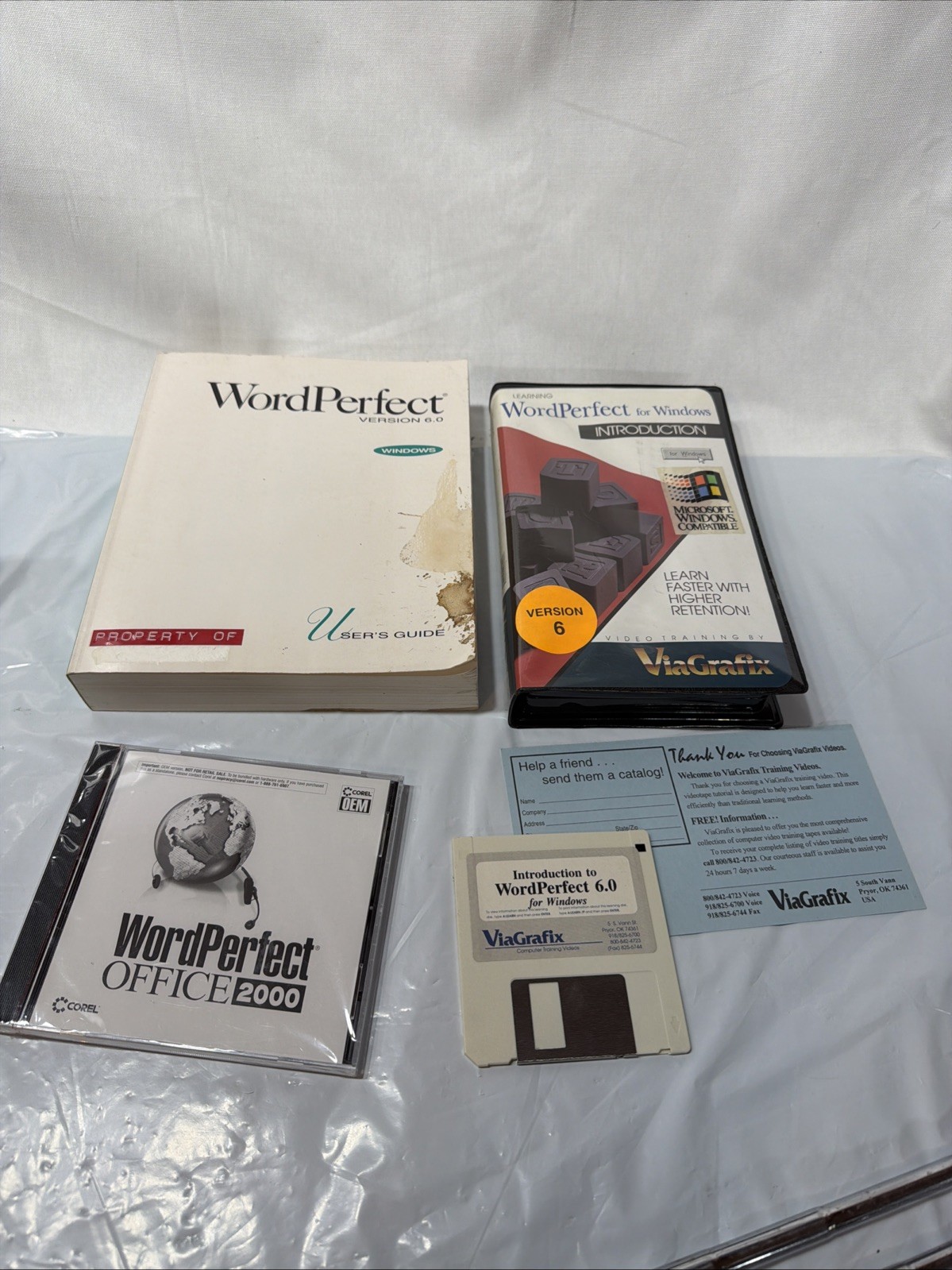 Vintage WordPerfect Version 6.0 + Office 2000 Sealed CD ROM + VHS + User Guide