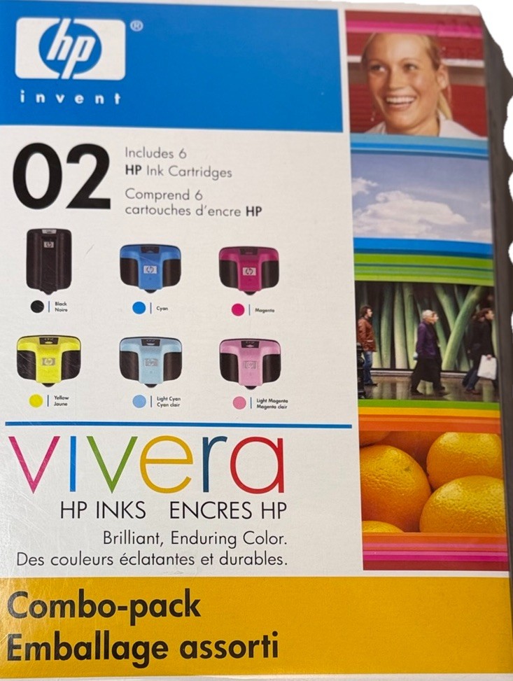 Genuine HP 02 Vivera Ink Cartridges Combo Pack of 6 Install By 2009 