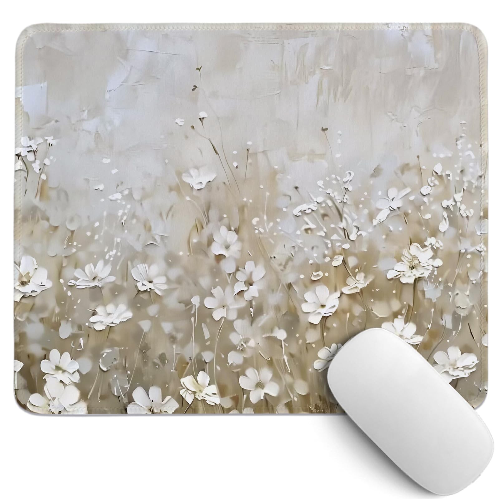 Spring Floral Summer Wildflower Mouse Pad Girly Flower Desk Mat 10.2x8.3 Inch