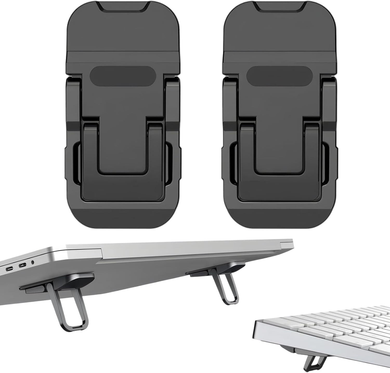 2 Pcs Zinc Alloy Foldable Laptop Stands, Portable Computer Keyboard Riser Feet