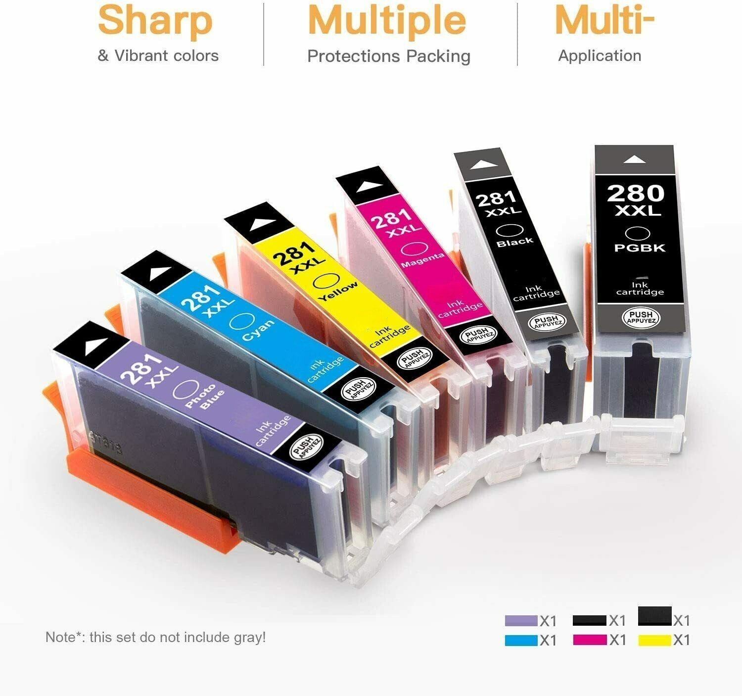 6PK PGI-280XXL CLI-281XXL Ink For Canon Pixma TS6120 TS9120 TS8120 TR7520 TR8520