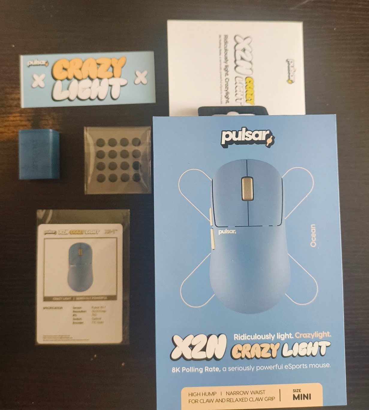 Pulsar X2N Crazylight Mini Size 39g Ultralight 8k Gaming Mouse in Ocean Blue
