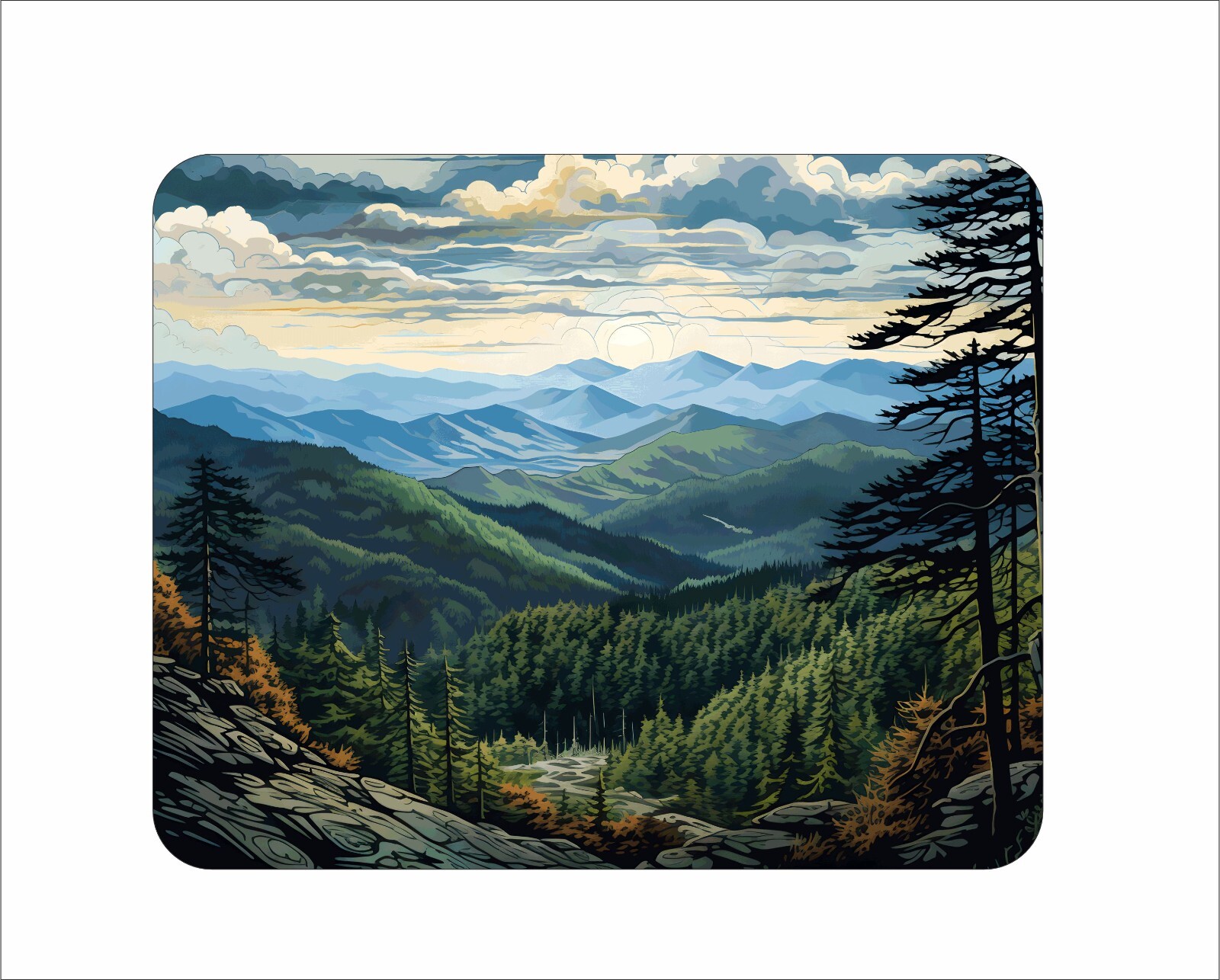 Great Smoky National Park Mouse Pad Watercolor Painting Art 7 3/4 x 9"