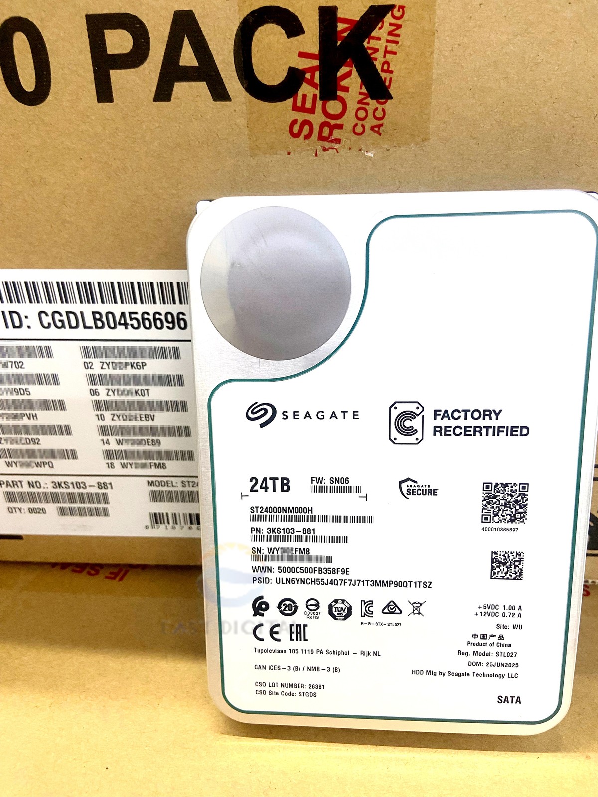 Seagate ST24000NM000H Exos X24 3.5'' 24TB SATA 7.2k 512MB Enterprise Hard Drive