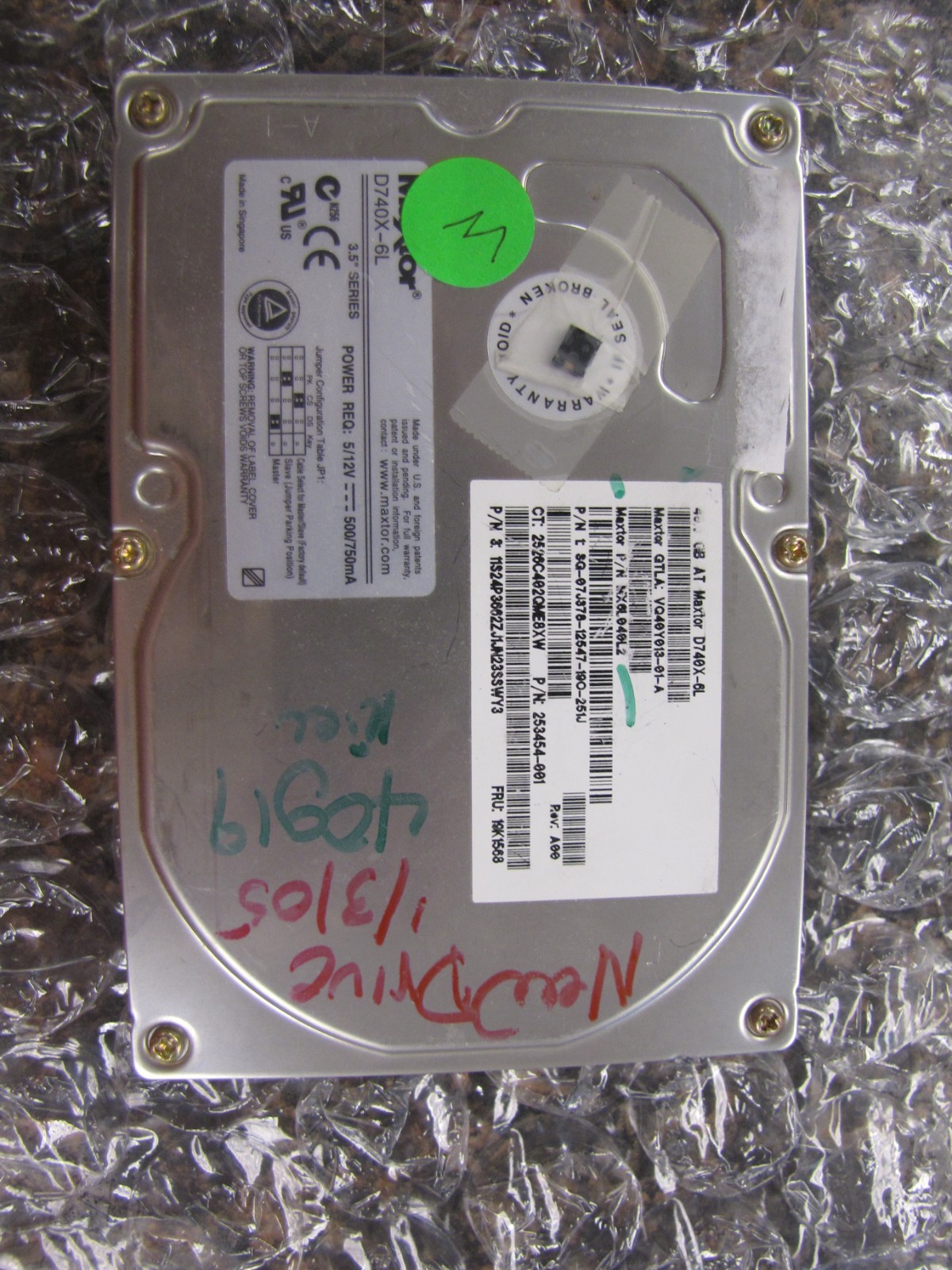 Maxtor D740x-6L 40 GB AT 3.5" Internal Hard Drive -TESTED WIPED & WORKING -NH22