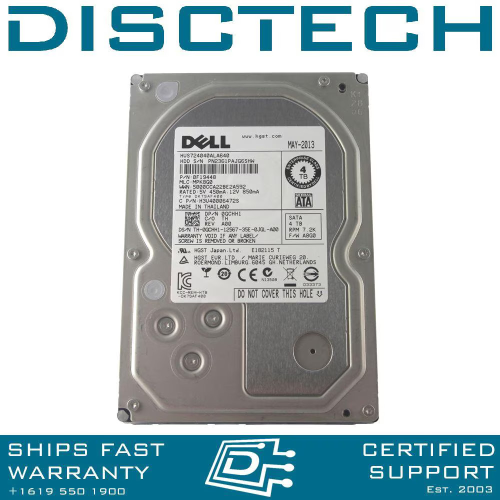 Dell GCHH1 4TB 7.2K SATA HDD Hitachi 0F19448 / HUS724040ALA640 Hard Drive