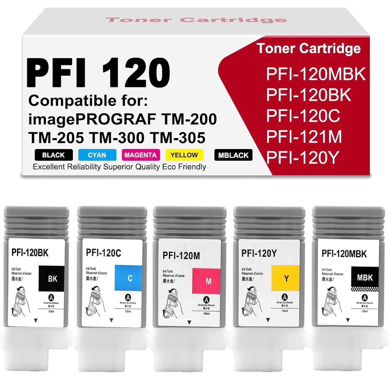 PFI-120 Pigment Ink Tank 130ml High Yield for imagePROGRAF TM-200 TM-205 TM-300