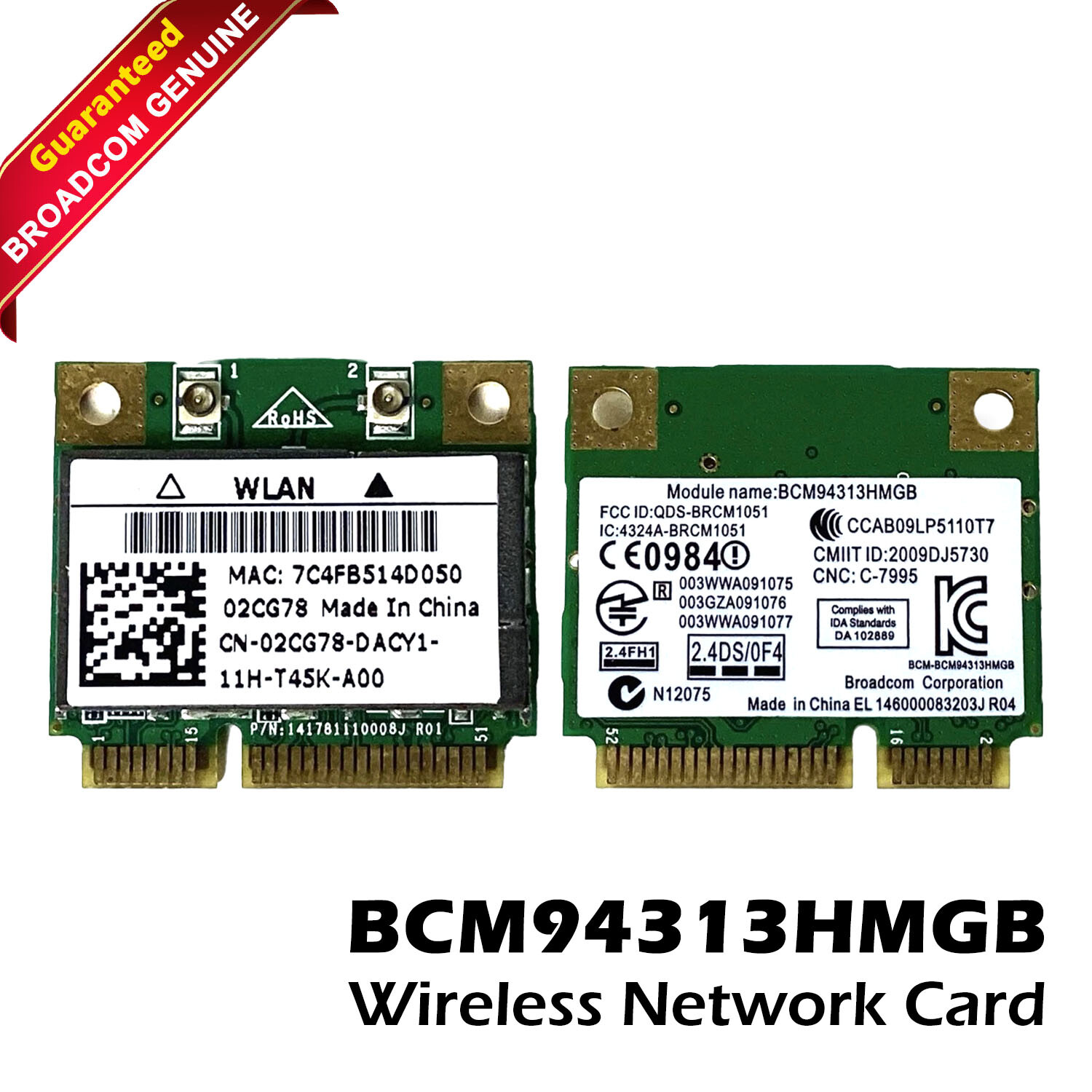 Lot 2 Dell Inspiron 1121 WLAN 802.11n Card Mini PCI-e DW1504 Wireless 2CG78