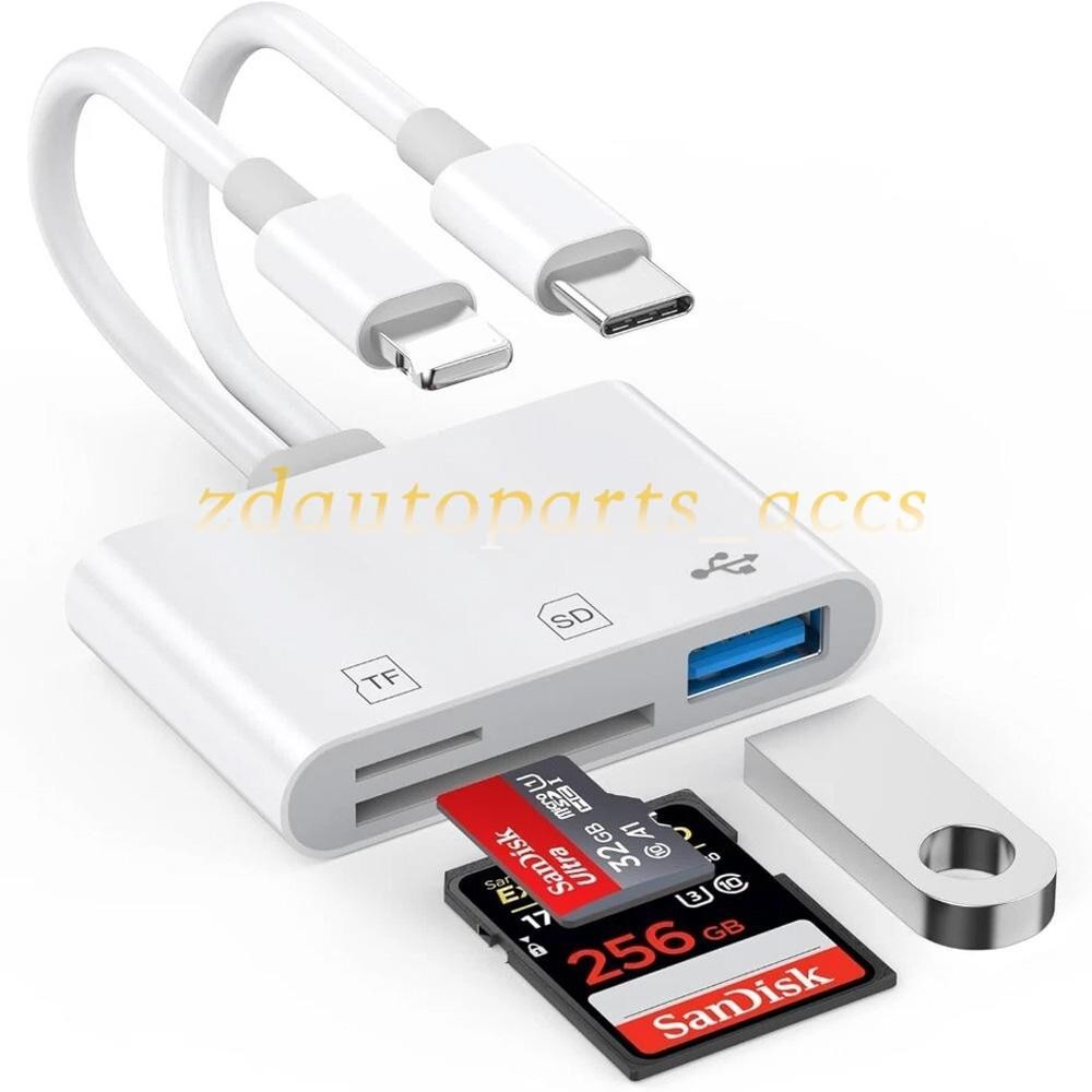 3 in 1  SD Card Reader for IPhone IPad, USB C Dual Port SD Card Adapter