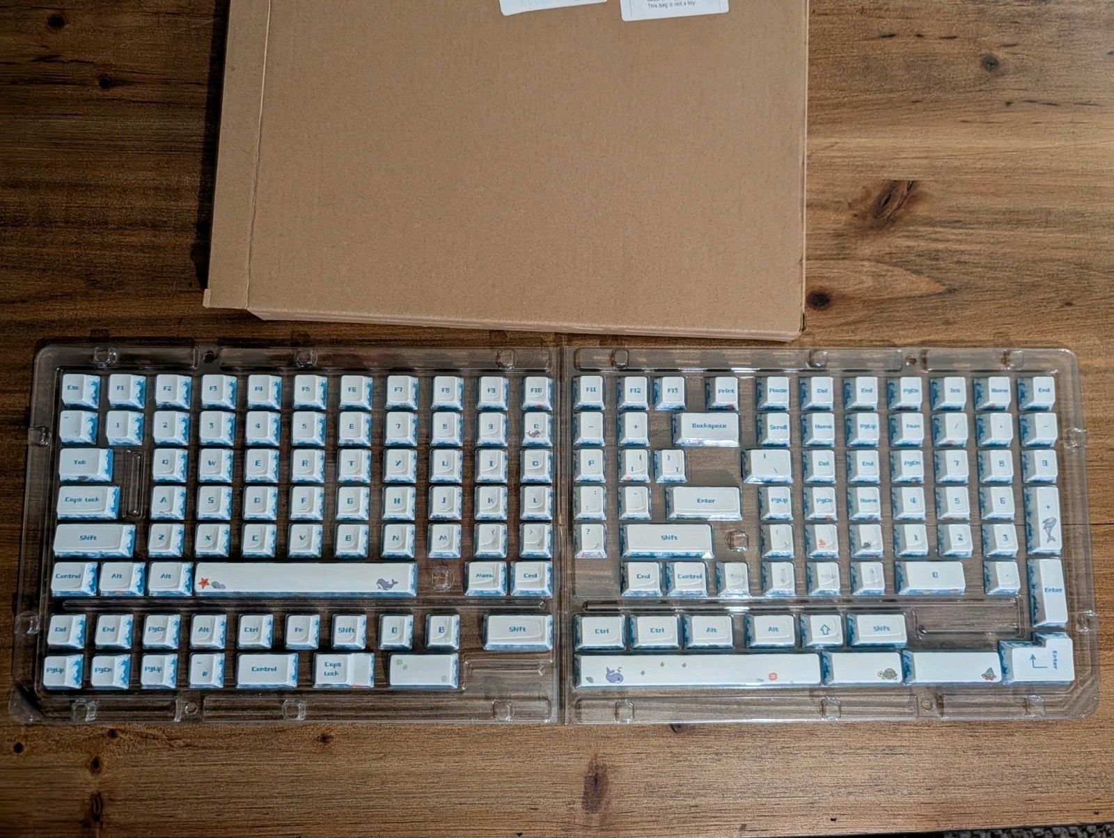 143 Keys Ocean Whale DYE-SUB Keycap Cherry Profile PBT Blue Cut 60 Percent.