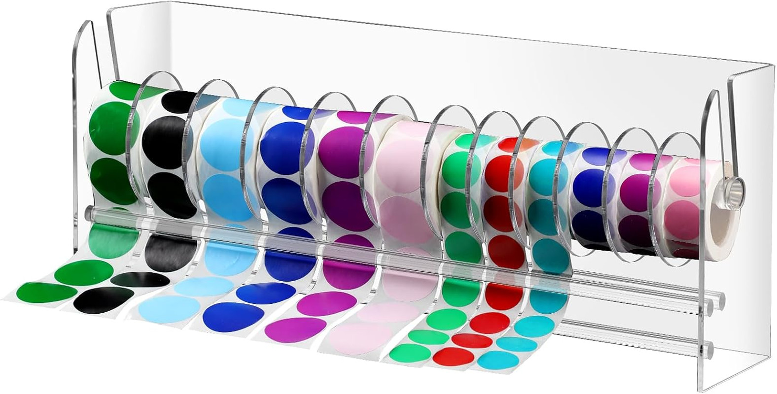 Sticker Holder Organizer Dispenser Acrylic Roll Label,12 Disks