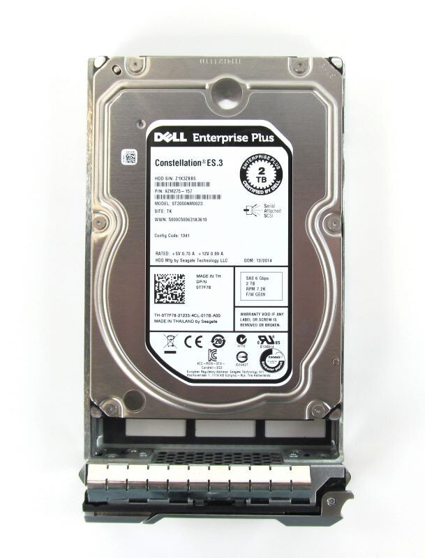 DELL ST2000NM0023 9ZM275-157 0T7F78 2TB 7.2K RPM 128MB CACHE 6Gb/s SAS 3.5" HDD