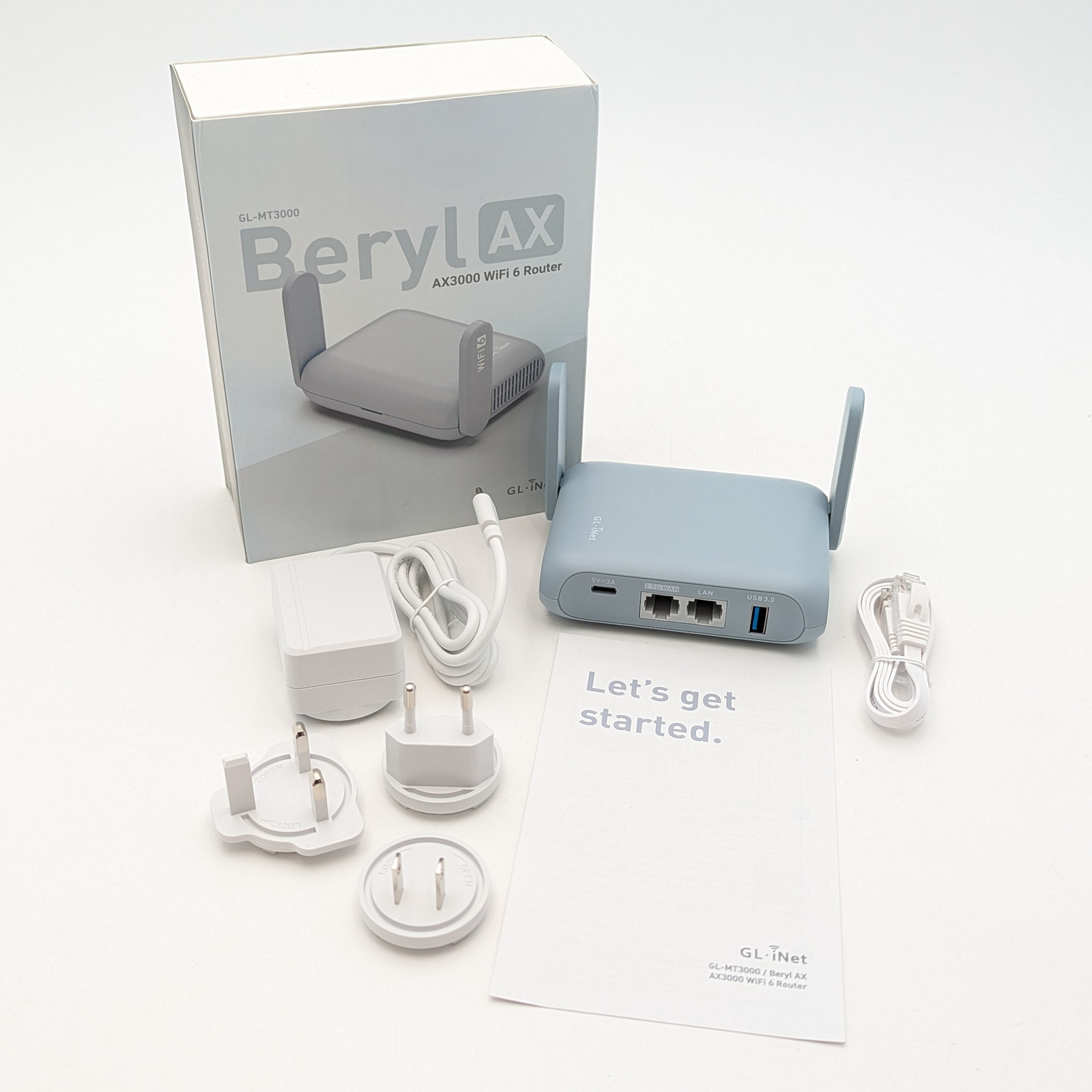 GL.iNet Beryl AX GL-MT3000 Dual-Band WiFi 6 VPN Travel Router | Gray