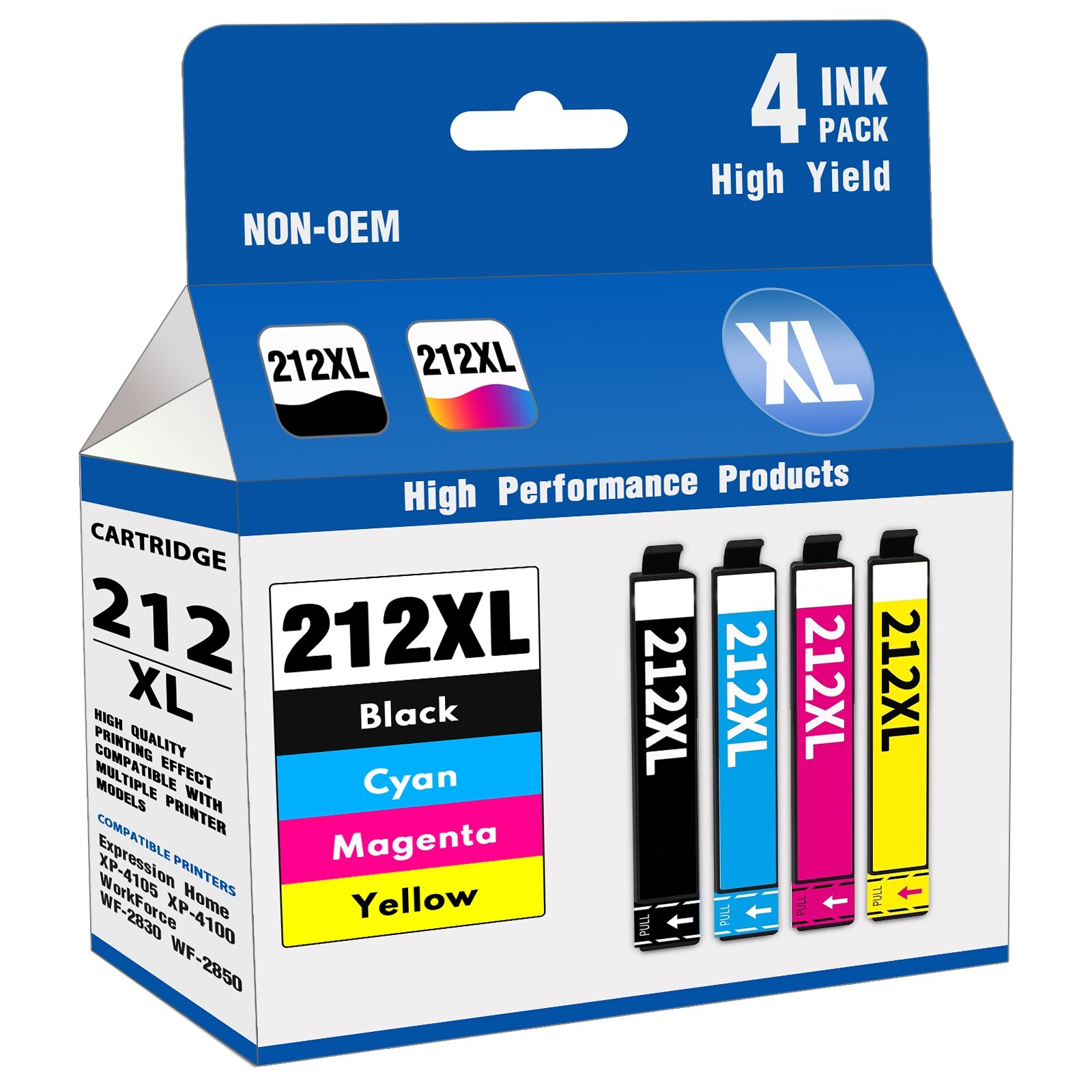 212XL Ink for Epson XP-4100 WF-2850 WF-2830 Printers (Black/Cyan/Magenta/Yellow)