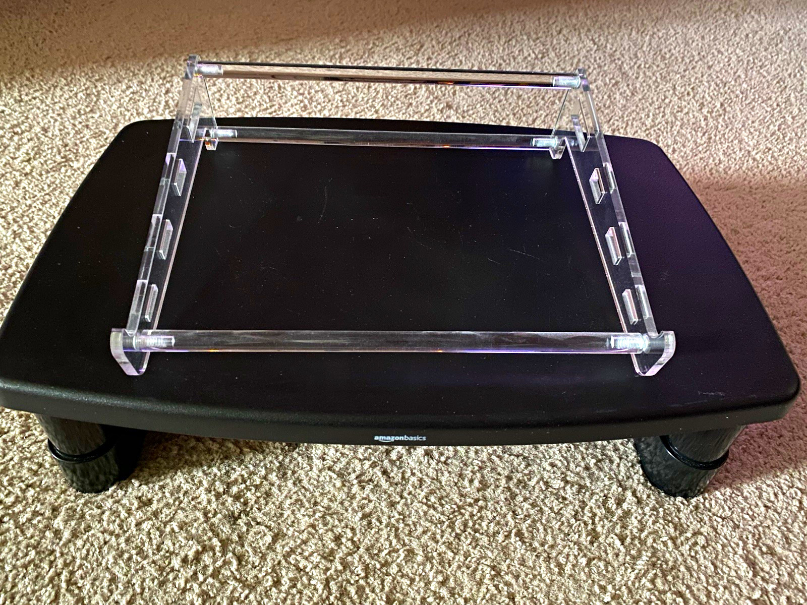 AmazonBasics Black Office Monitor Riser and Clear Acrylic Laptop Riser
