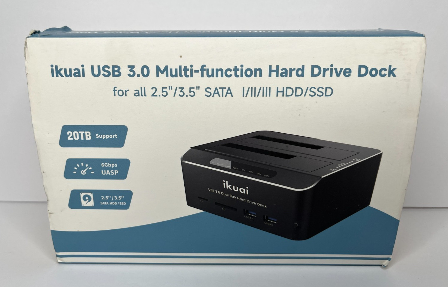 ikuai USB 3.0 Multi-function Hard Drive Dock for all 2.5"/3.5" SATA HDD/SSD