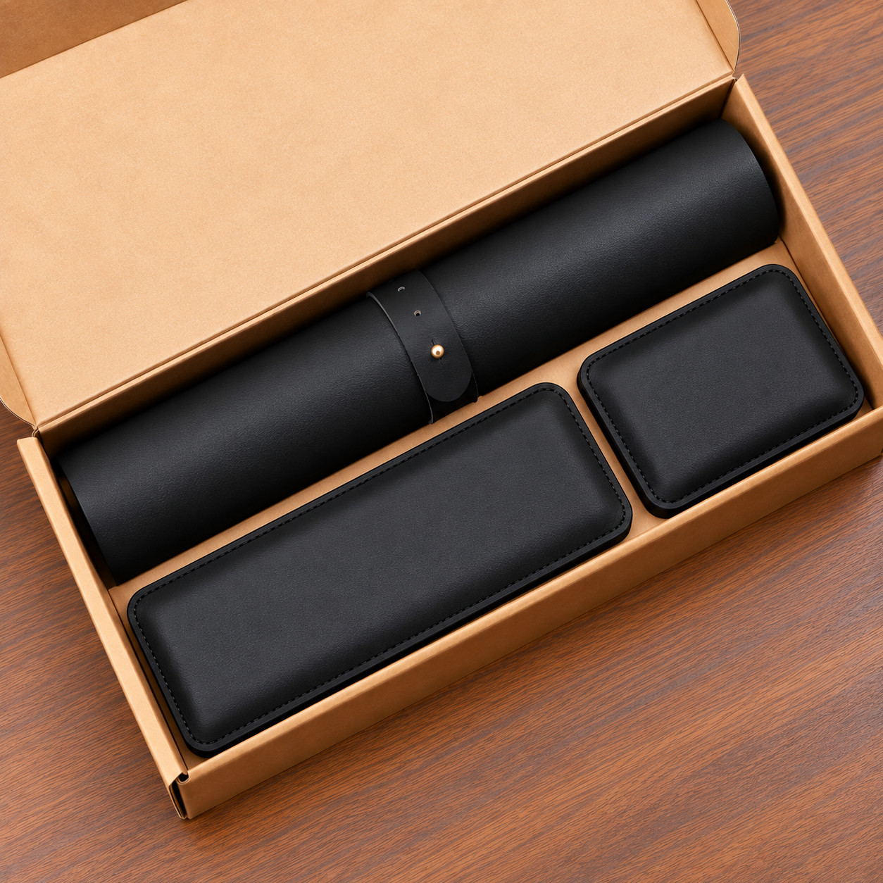 3 Piece Leather Desk Mat Set Large Mouse Pad Keyboard Wrist Rest Waterproof