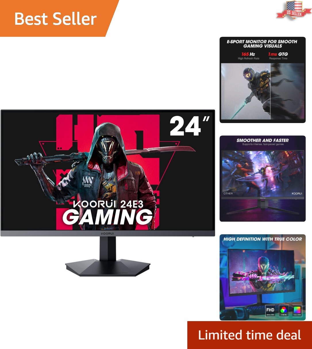 Immersive Gaming Experience: 24-Inch Monitor with 165Hz Refresh, IPS Panel