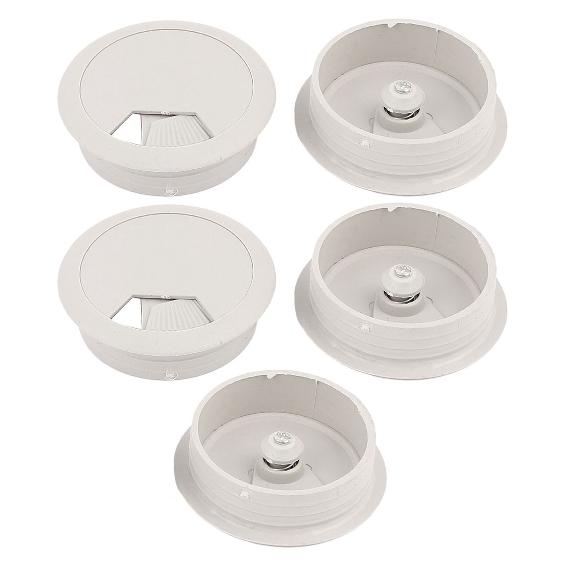 50mm Dia PC Desk Table Plastic Grommet Cable Tidy Wire Hole Cover 5pcs