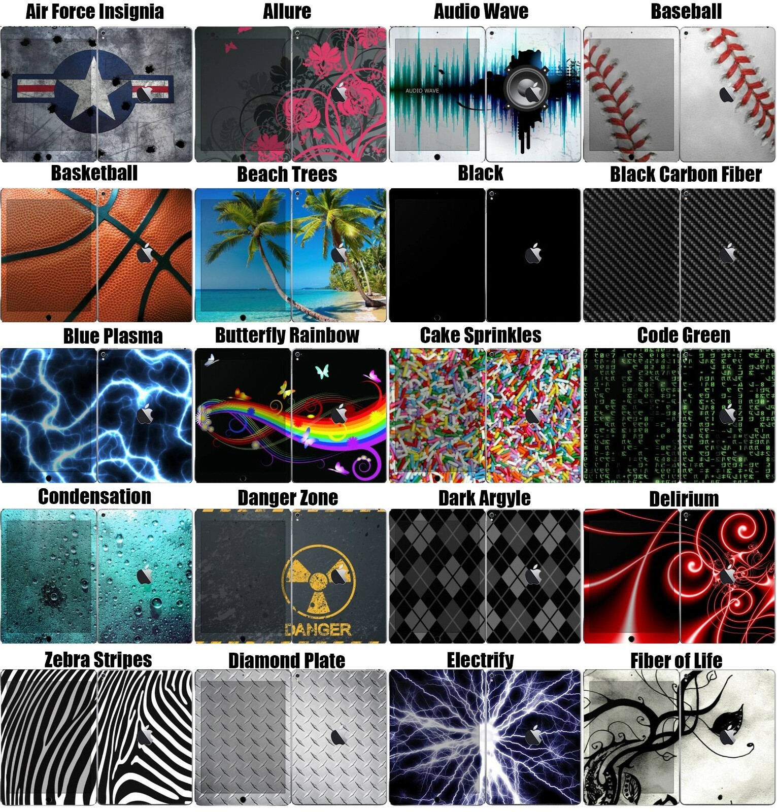 Choose Any 1 Vinyl Skin/Decal for Apple iPad Pro  9.7" - 10.5" - 11"