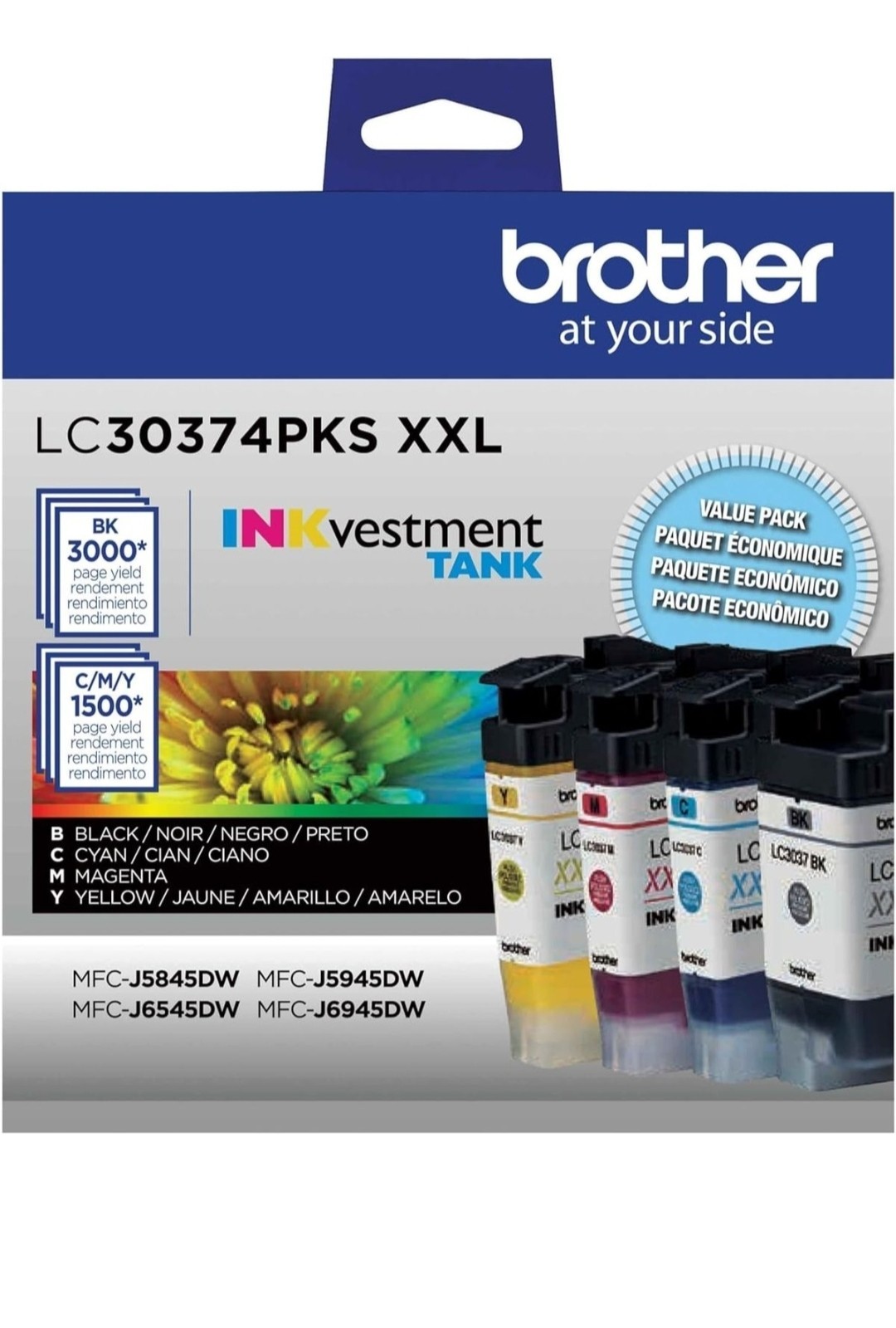 Brother Genuine LC30374PKS 4-Pack Super High-Yield INKvestment Tank Ink Open Box