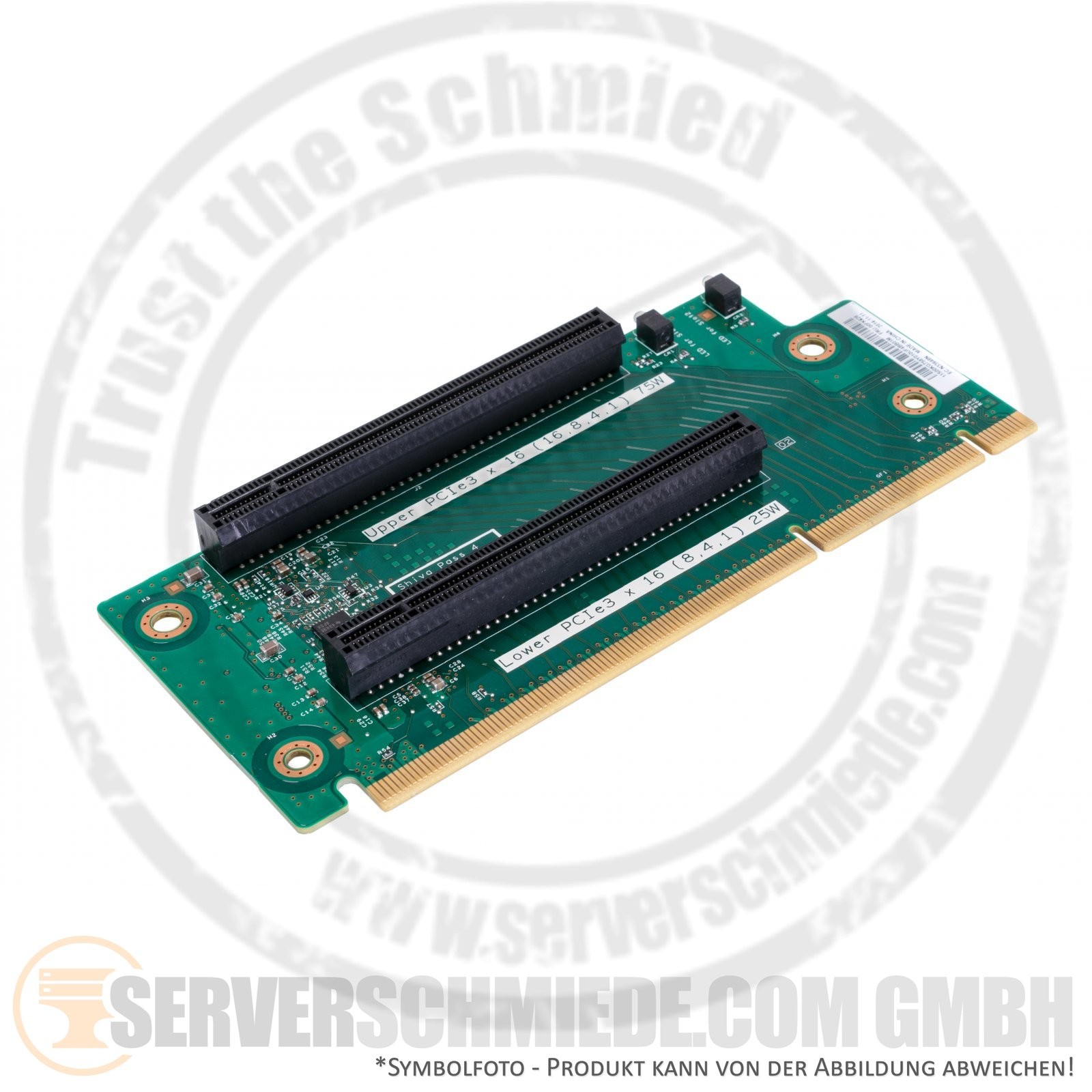 IBM x3650 M5 Riser Card GPU 1x PCIe x16 (x16 lane) 75W 1x PCIe x16 (x8 lane) wit