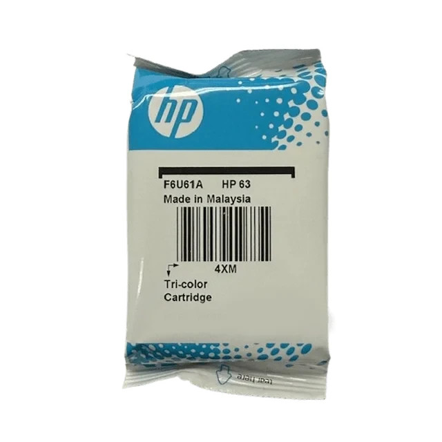 Genuine New HP 63 Tri-Color Ink Cartridge F6U61AN OEM Sealed Bag Exp Feb 2026