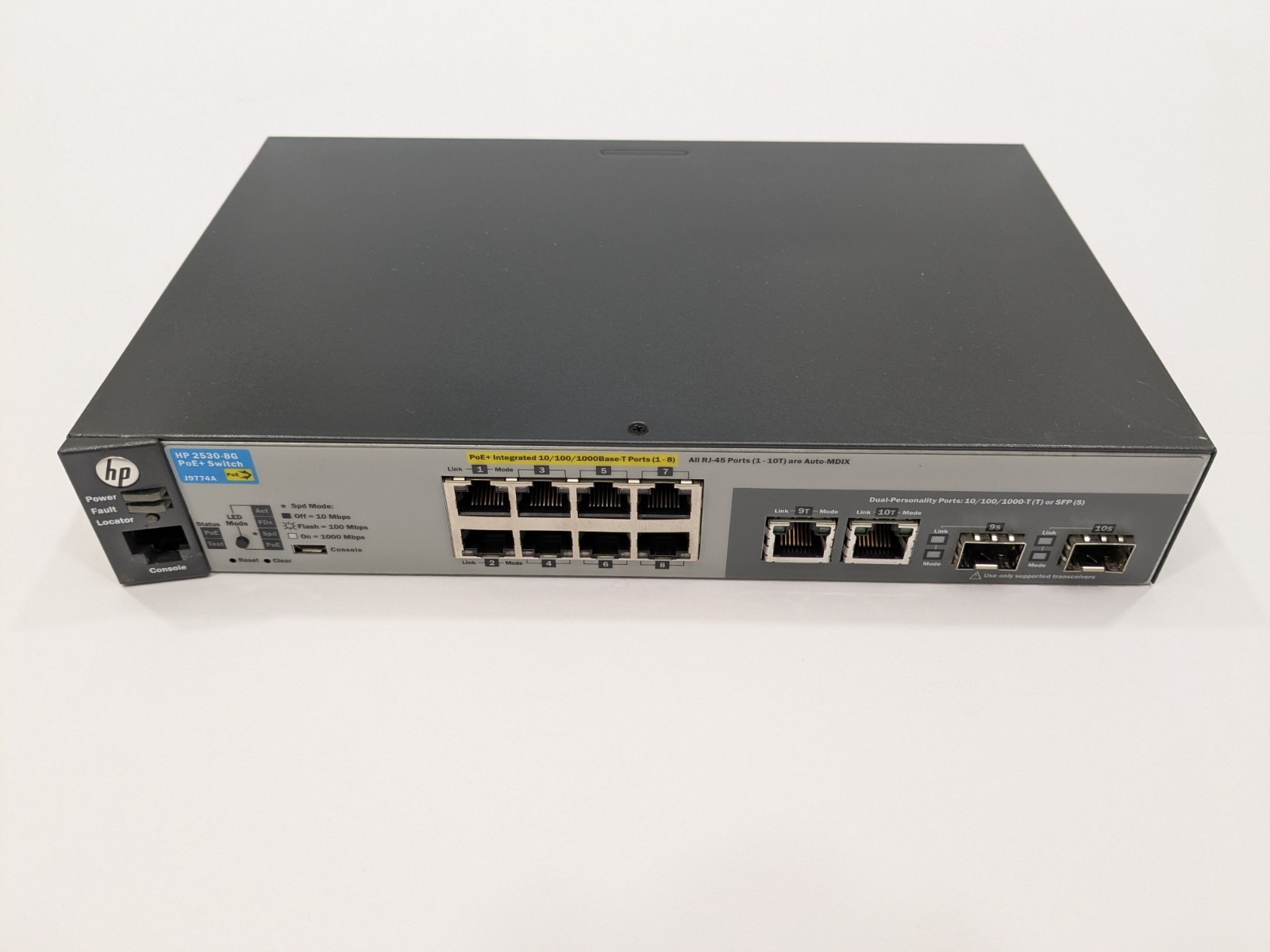 HP/HPE 2530F 8G PoE+ 2SFP (J9774A) 8 Port Layer 2 Managed Switch - No Adapter