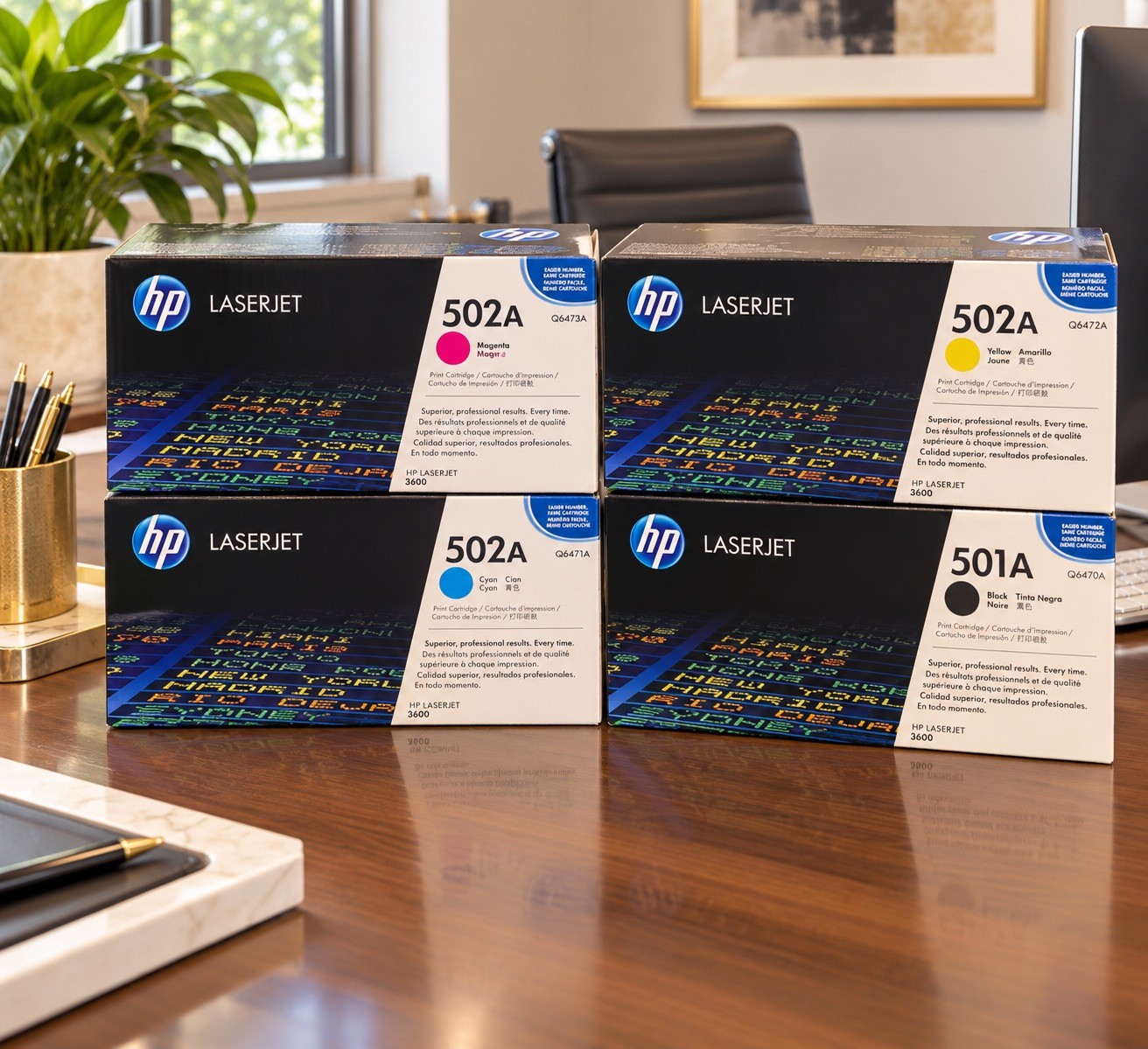 Genuine OEM Sealed HP SET 501A Black 502A Yellow + Cyan Magenta Toner Cartridges