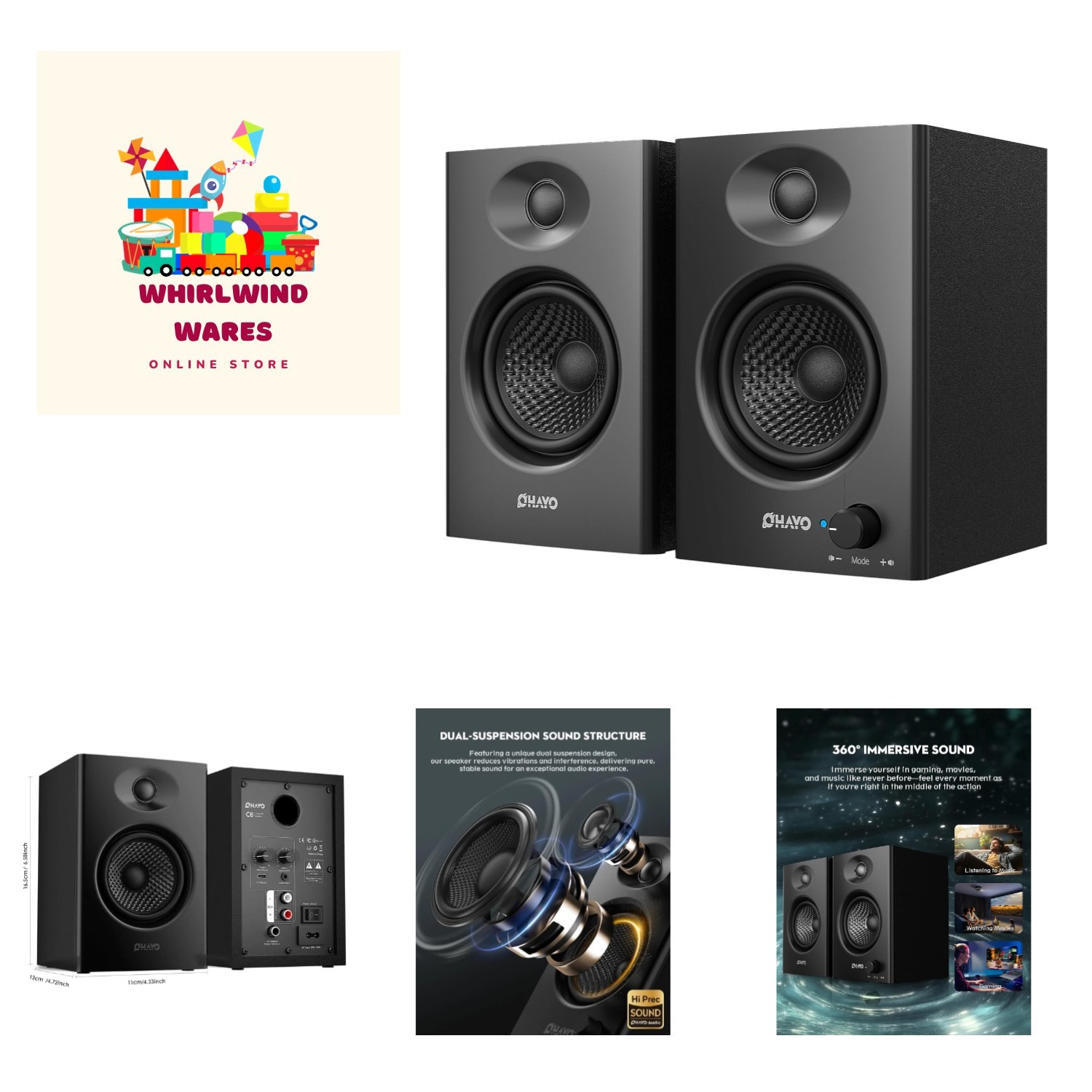 Stylish 60W Bookshelf Speakers for Desktop PC - Bluetooth 5.3 & Multiple Inputs