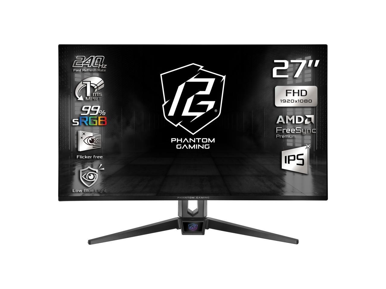 ASRock Phantom Gaming 27" FHD 1 ms 240 Hz Anti-glare, Flat Panel Gaming Monitor