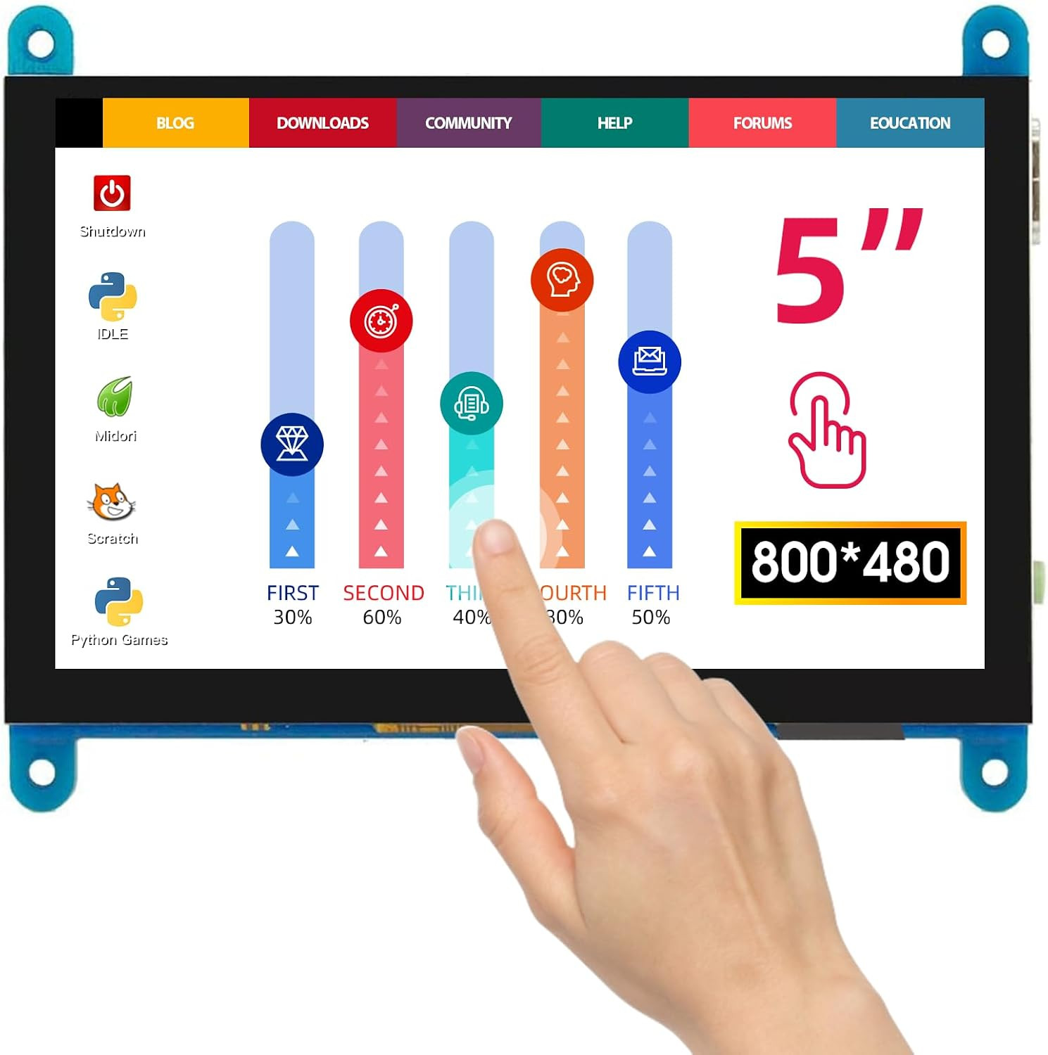 5 Inch Touch Screen Monitor for Raspberry Pi 800×480 LCD Display