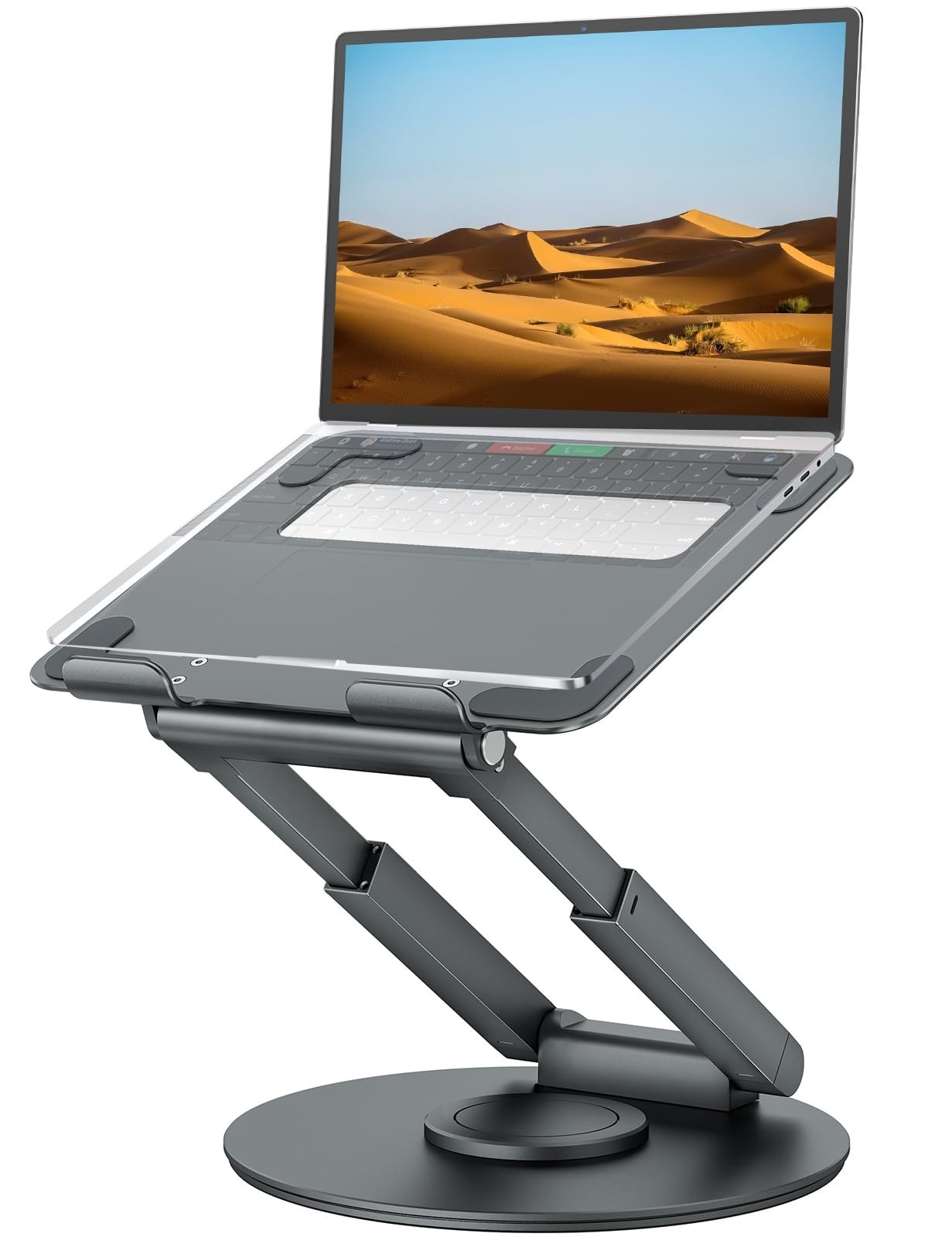 Aluminum Laptop Stand Desk Riser 10-17in Height Adjustable 360° Swivel Gray