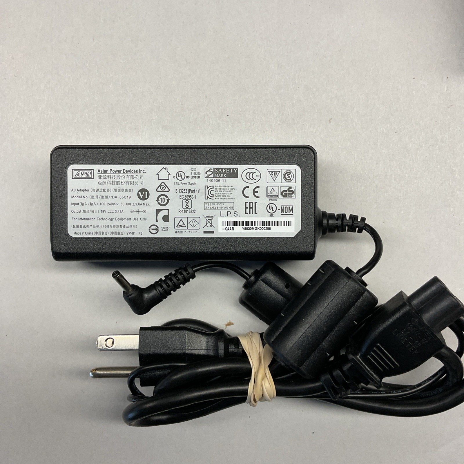 GENUINE APD AC Adapter Power Supply DA-65C19 19V 3.42A 65W AC ADAPTER FREE S/H