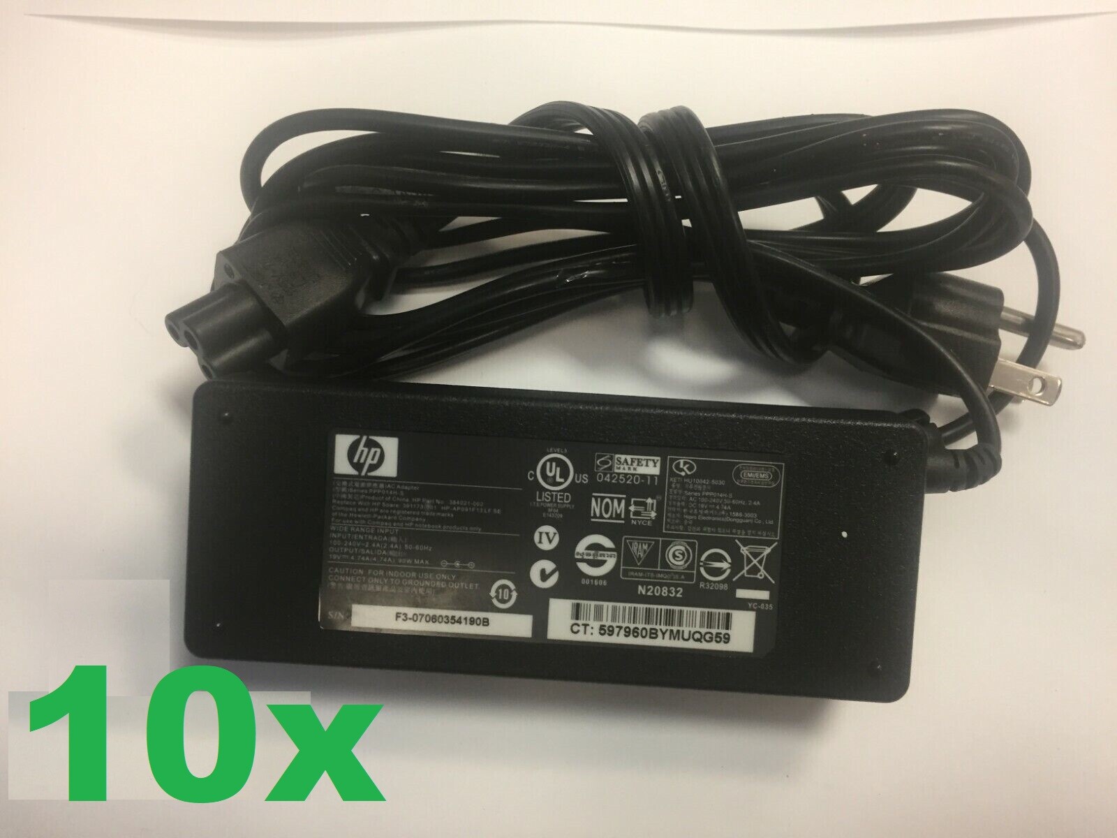 Lot of 10 Genuine HP 90W ProBook Laptop Power Adapter Chargers w/ Cables