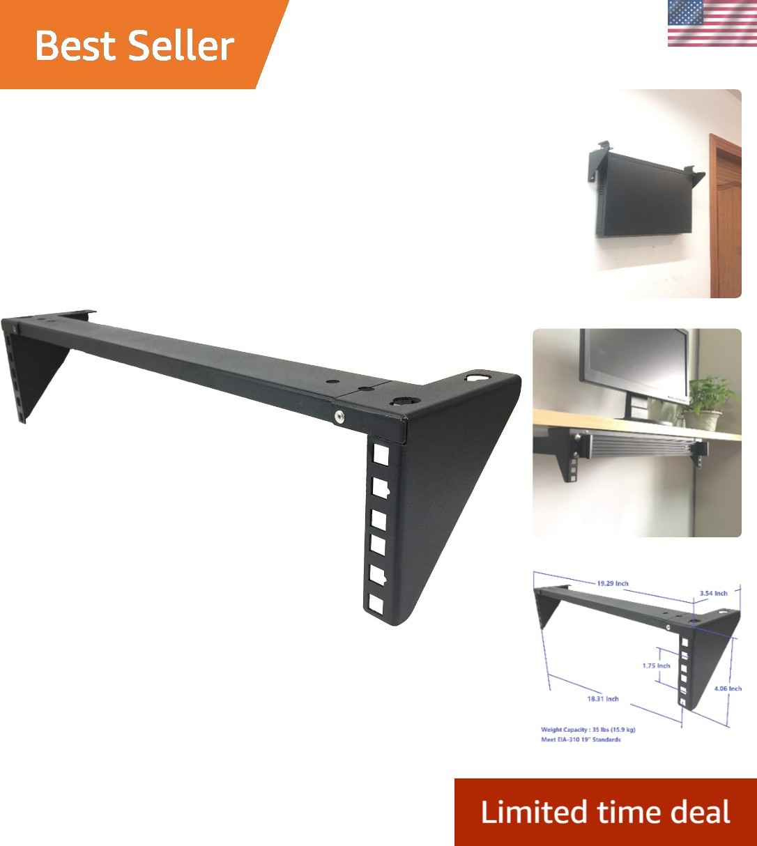 Elegant 2U Vertical Steel Rack - Wall Mount Bracket for 19" Network Equipment