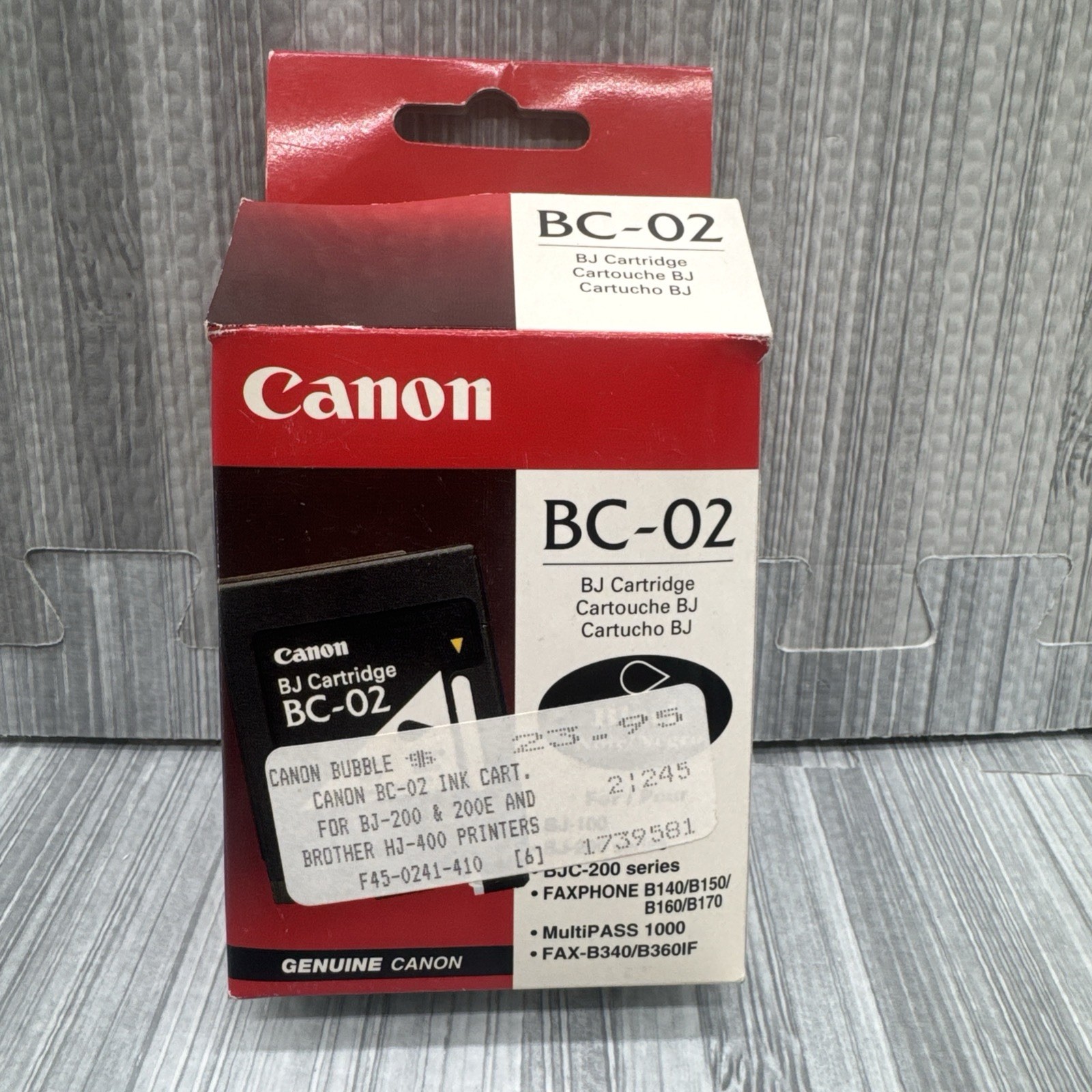 Genuine Canon BC-02 Black BJ Bubble Jet Ink Cartridge OEM New Sealed Made Japan
