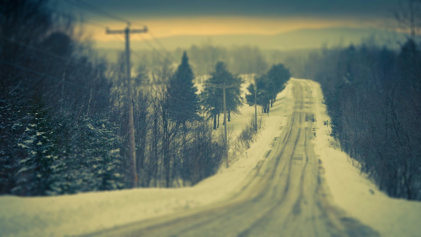 Landscape road winter forest snow trees Custom Gaming Mat Desk