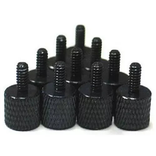 10 x Black Aluminum 6-32 Thread Thumbscrews -  Computer PC Case / PCI Slot / PSU