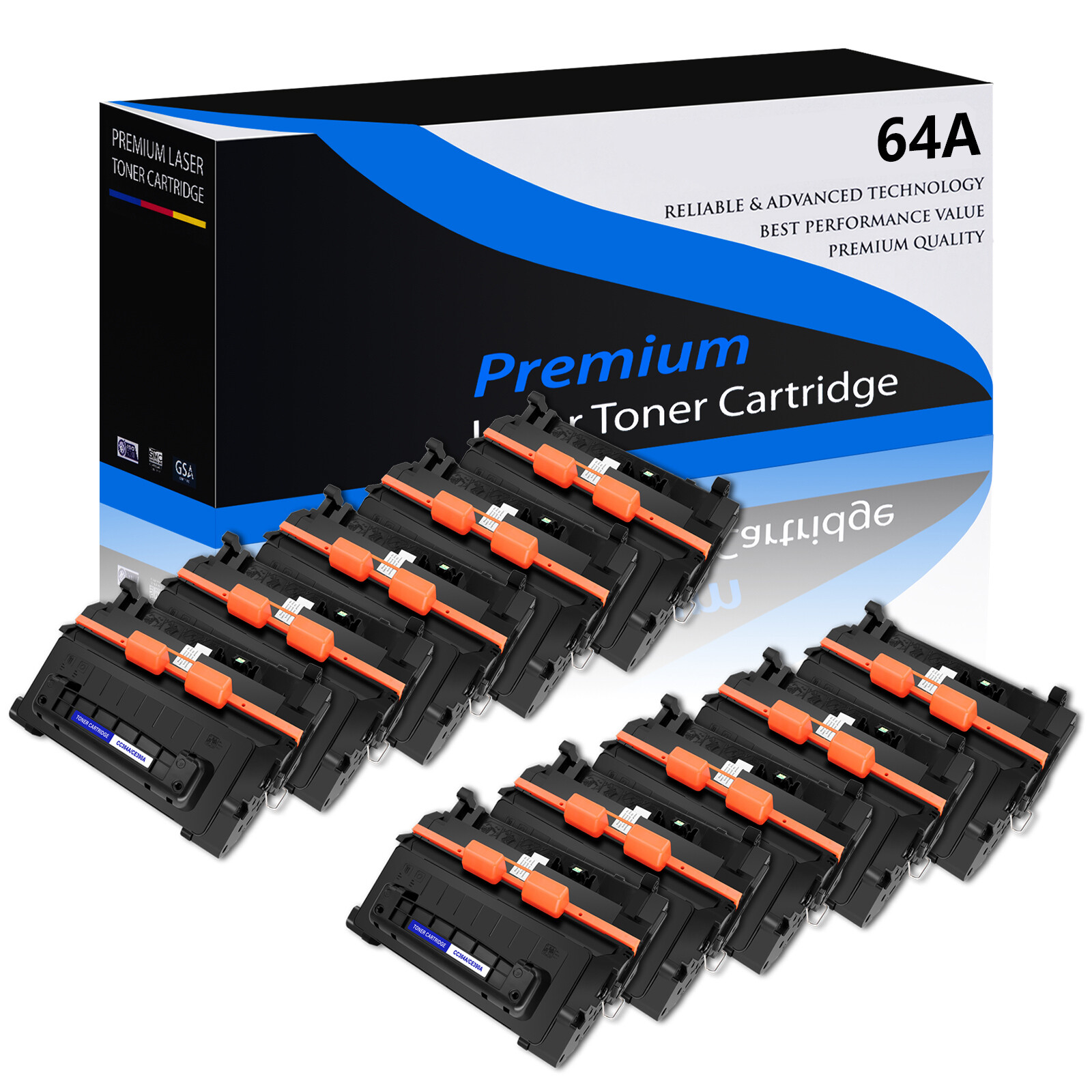 10PK CC364A Toner Cartridge For HP 64A LaserJet P4014dn P4014n P4015dn P4015n