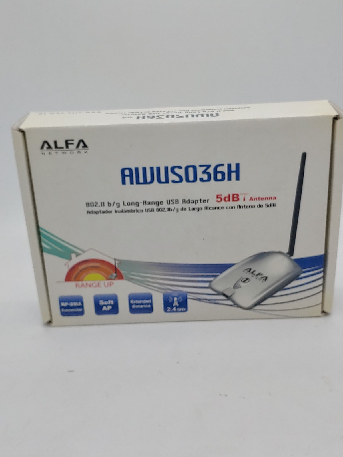 New Alfa Network AWUS036H 802.11 b/g Long Range USB Wireless Adapter 5dB Antenna