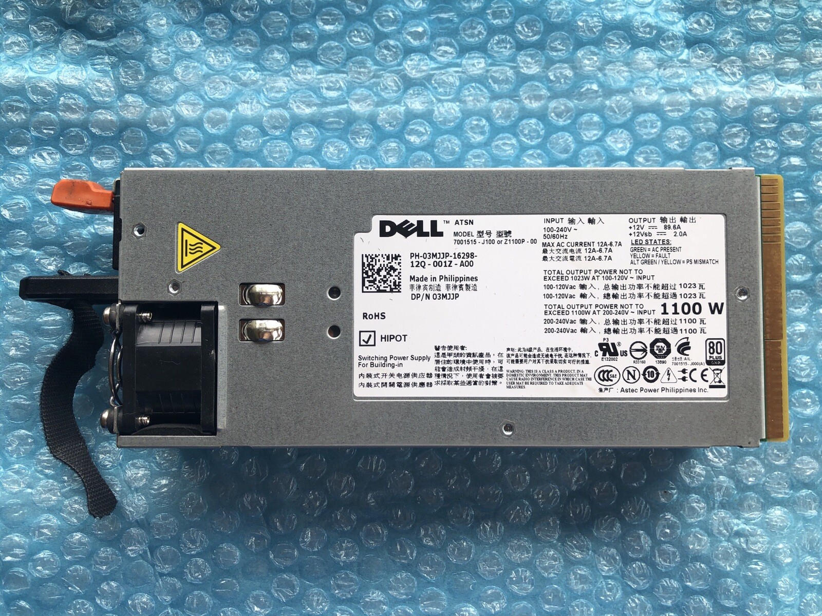 DELL 03MJJP 1100 WATT POWER SUPPLY FOR POWEREDGE R510 / R810 / R910 / T710